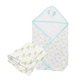 100% Cotton Baby Blanket Wrap with Muslin Swaddle | Set of 2