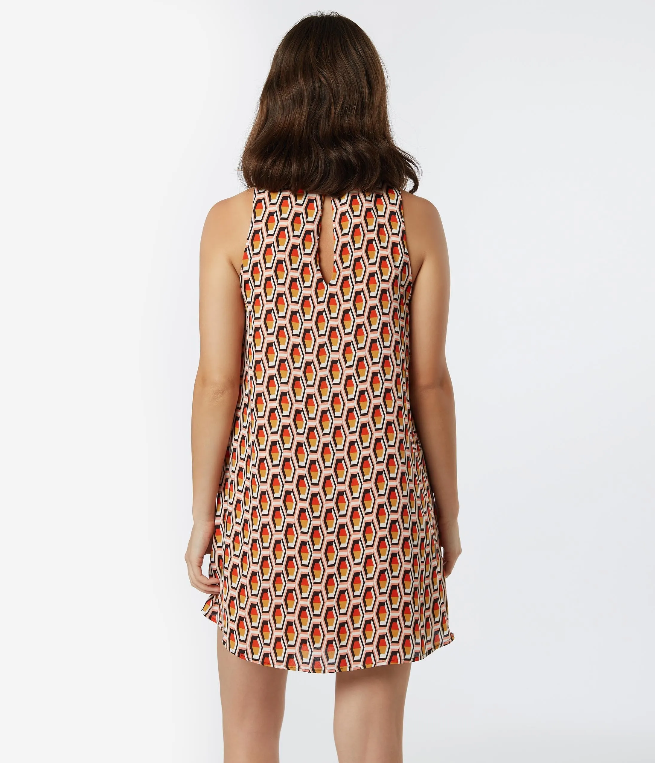 1960s Style Honeycomb Print Shift Dress