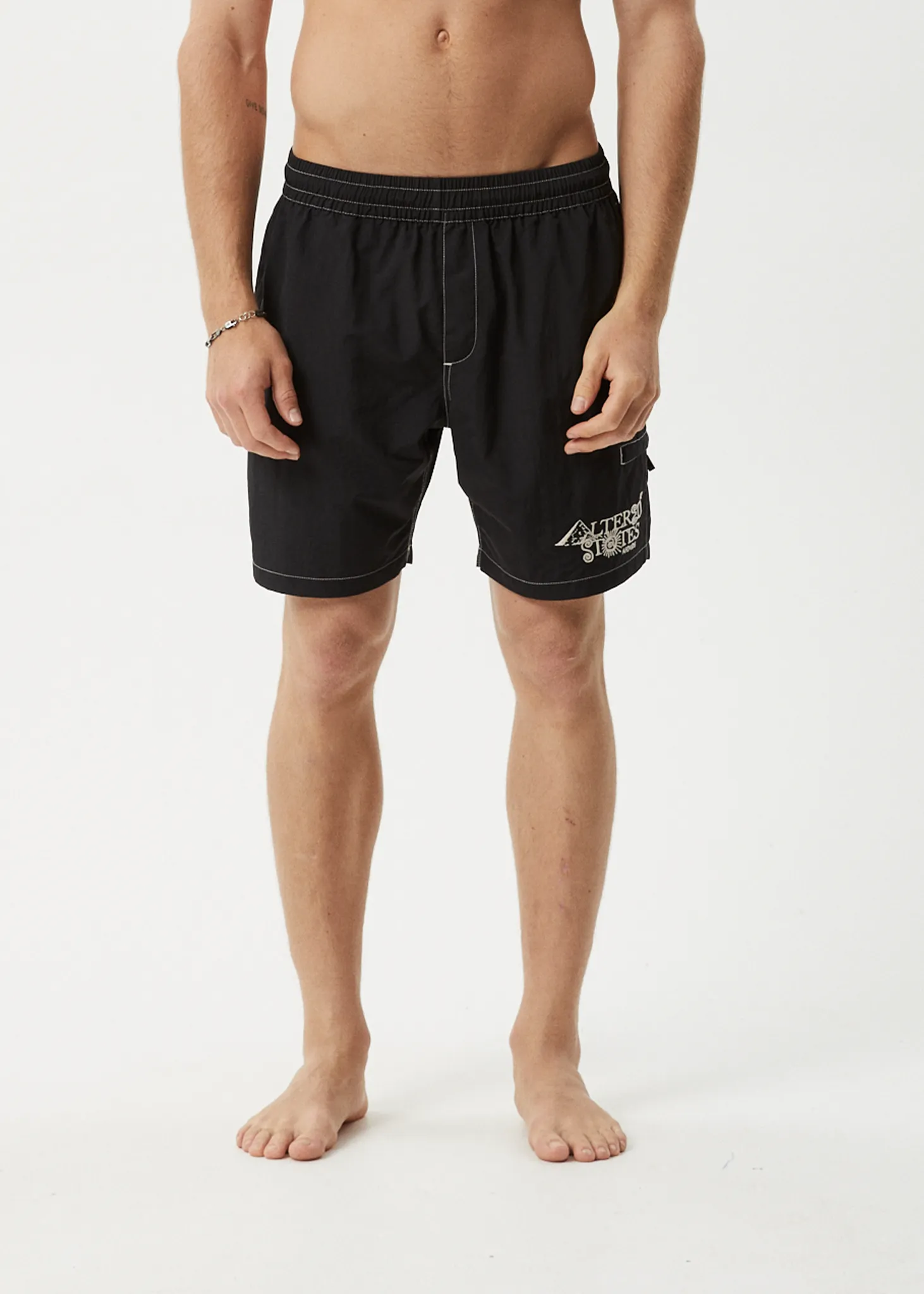 AFENDS Mens Deep State - Baywatch Swim Short 18" - Black