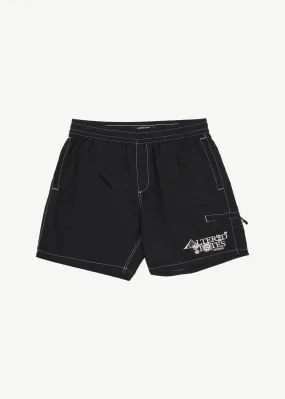 AFENDS Mens Deep State - Baywatch Swim Short 18" - Black