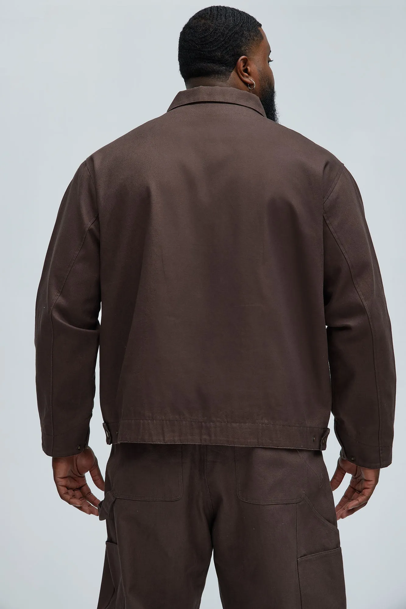 Alexander Utility Canvas Zip Work Jacket - Brown