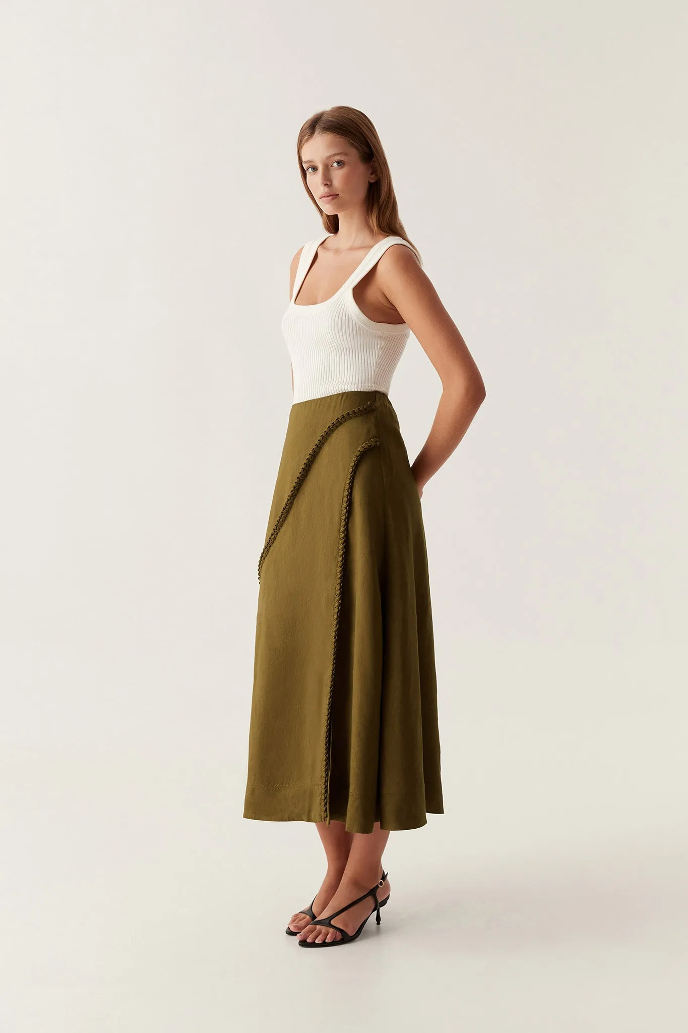 Arbour Whipstitch Midi Skirt