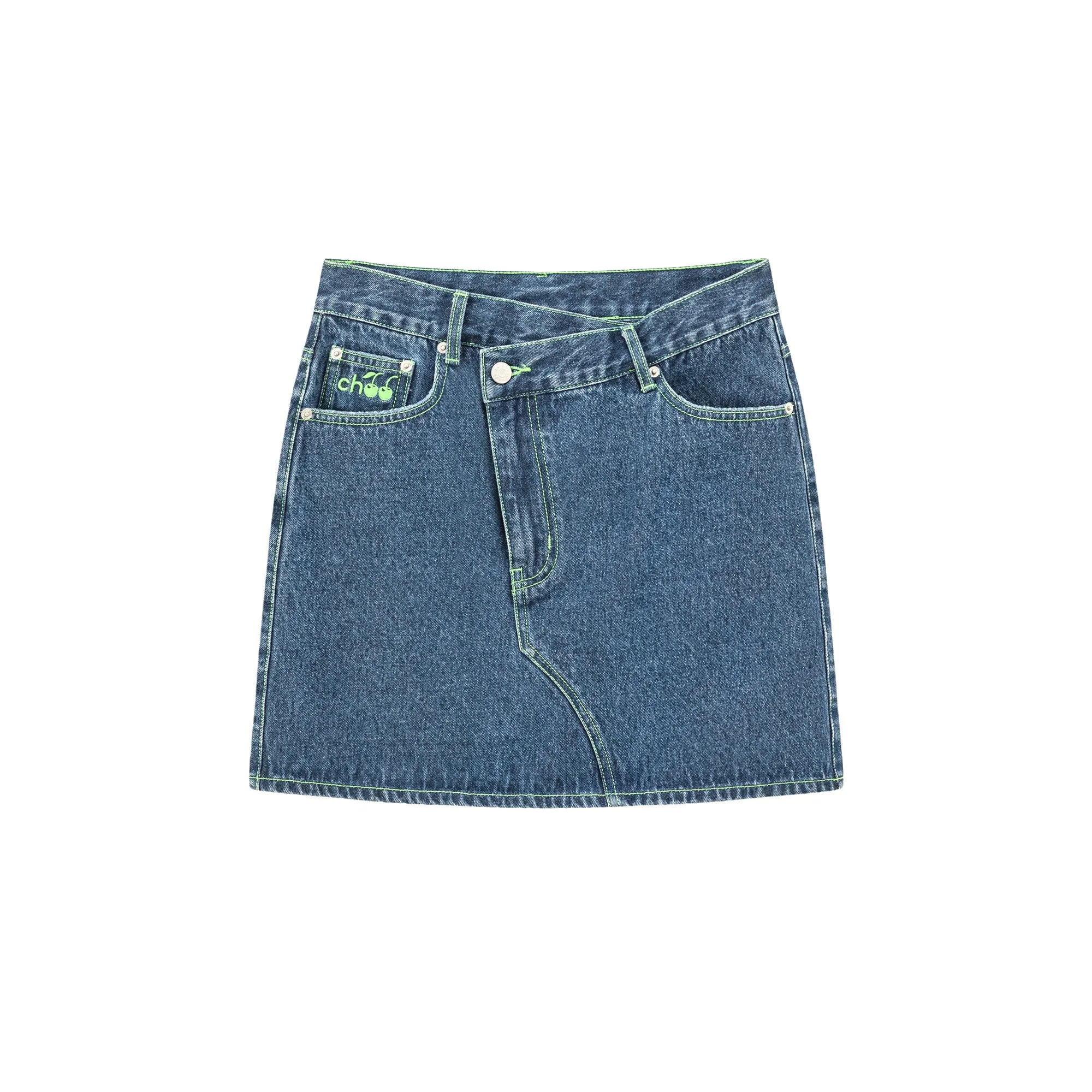 Asymmetrical Button Daily Denim Mini Skirt