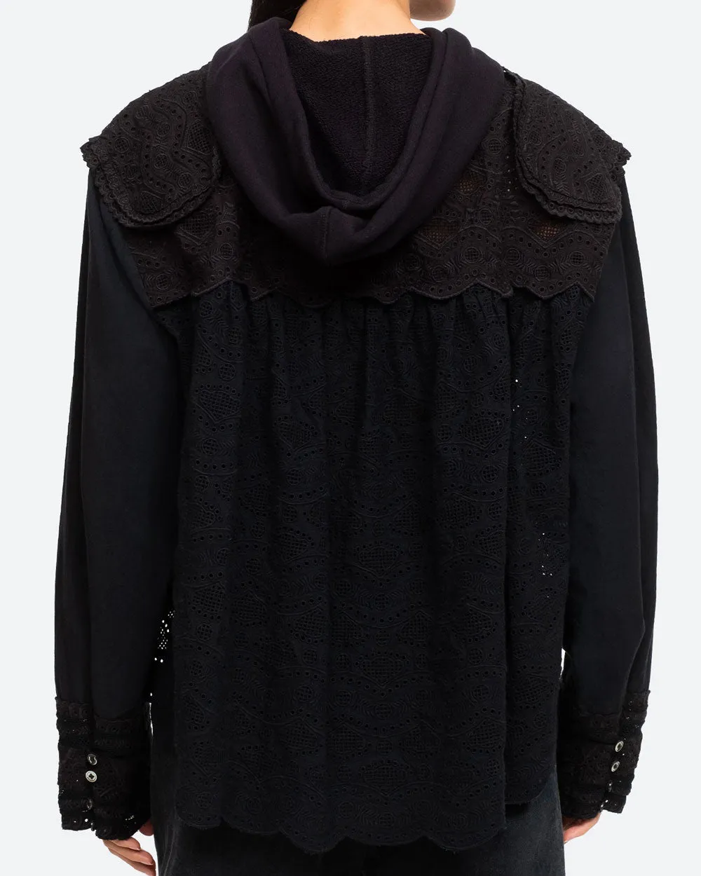 Black Eyelet Aurelie Hoodie