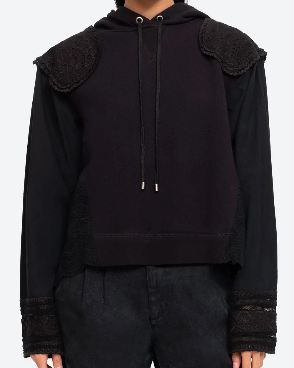 Black Eyelet Aurelie Hoodie