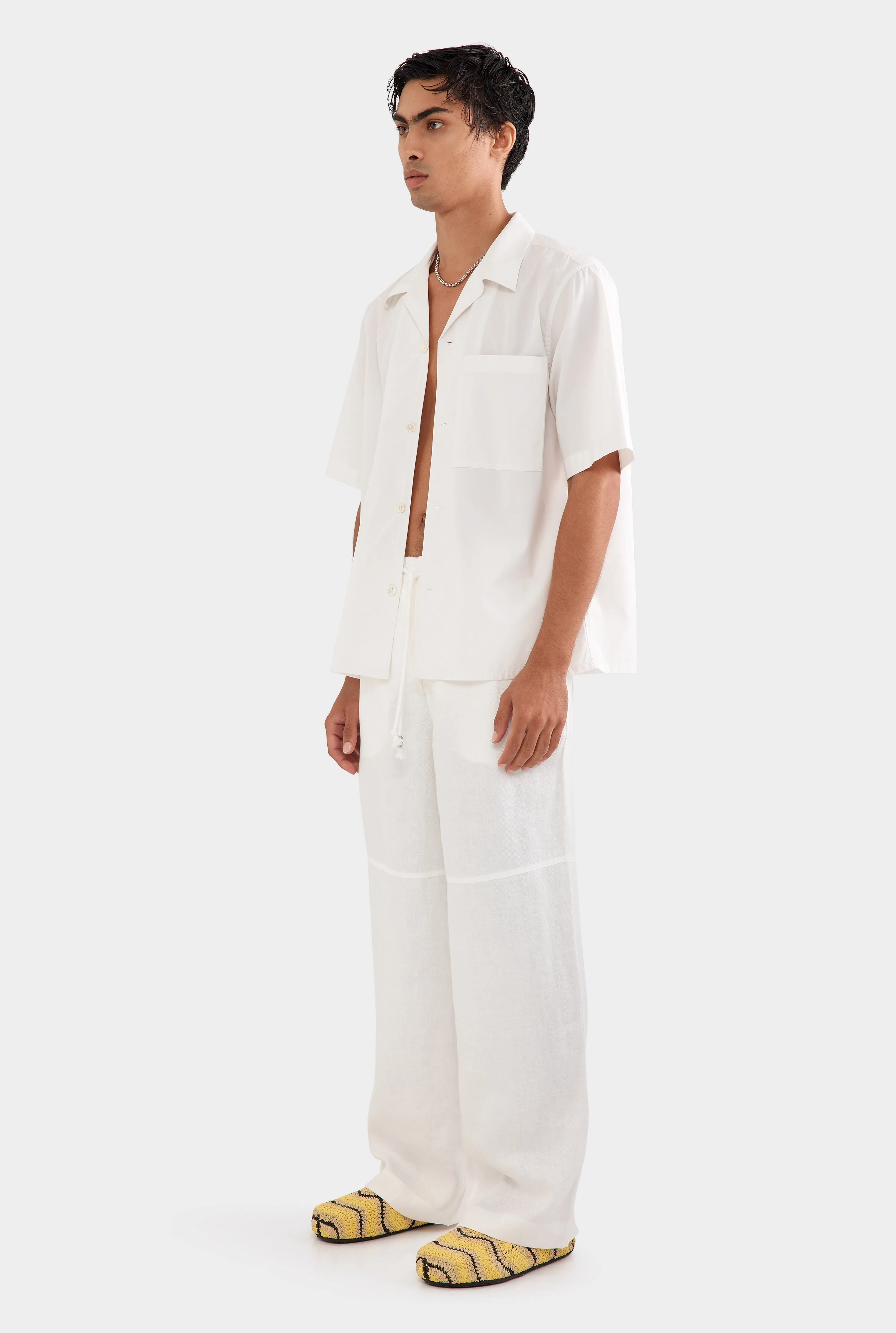 Boxy Cotton Camp Collar - Off White