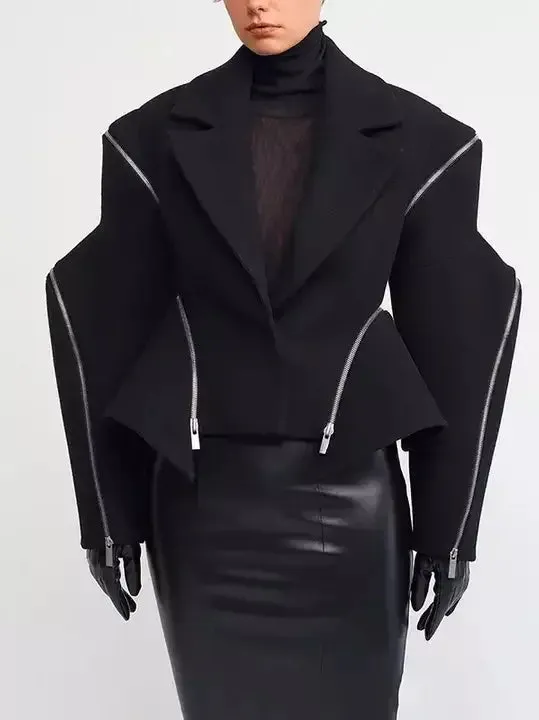 Boxy Sculptured Zip-Detail Jacket