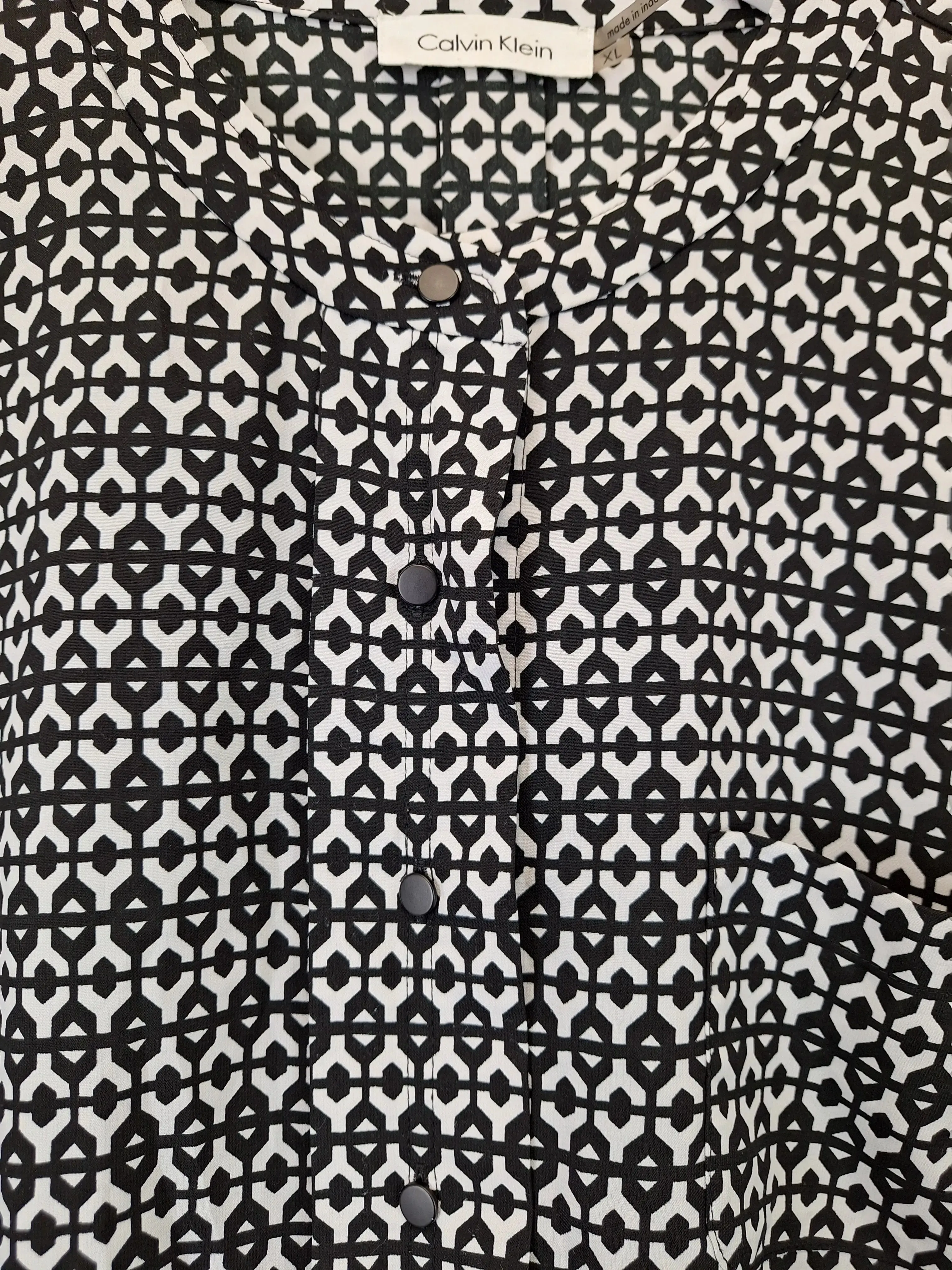 Calvin Klein Monochrome Chic Geometric Blouse Size XL