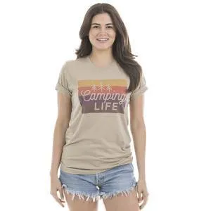 Camping life Tshirts Hats Purple peach gray green brown S - XXL Camp shirts Unisex