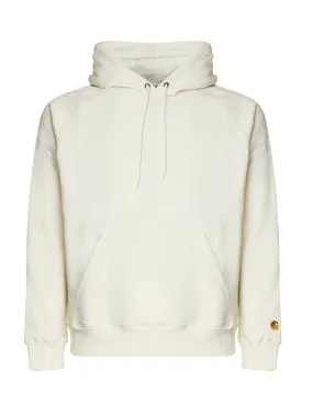 Cream Hooded Sweatshirt with Pockets