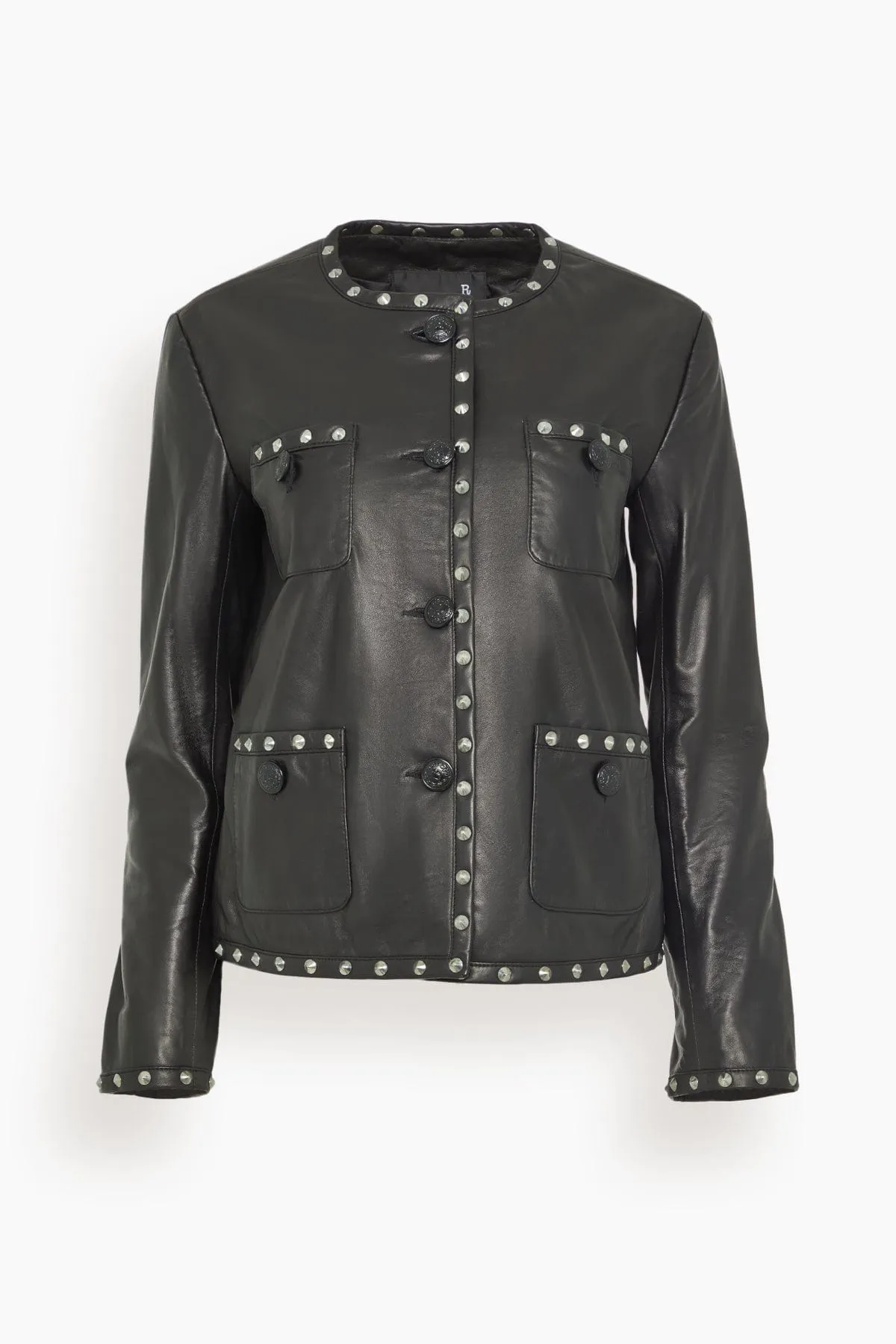 Cropped Slouch Jacket in Black Leather