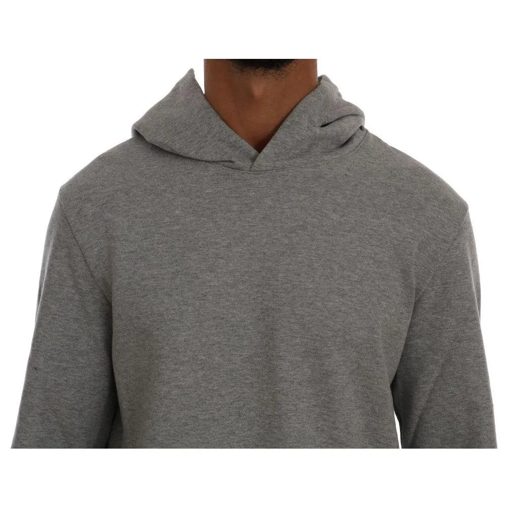 Daniele Alessandrini Sophisticated Gray Cotton Hooded Sweater