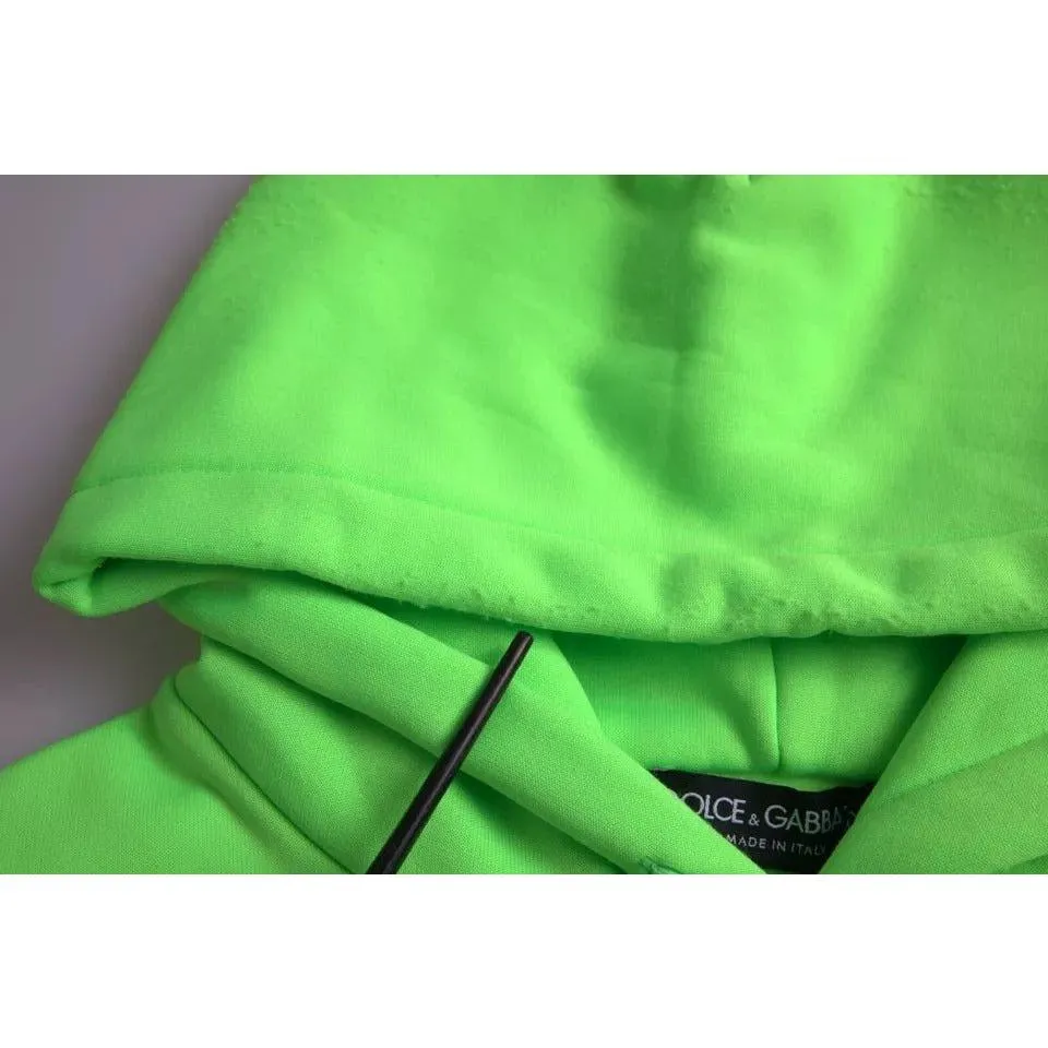 Dolce & Gabbana Neon Green Logo Pullover Hooded Sweatshirt Sweater