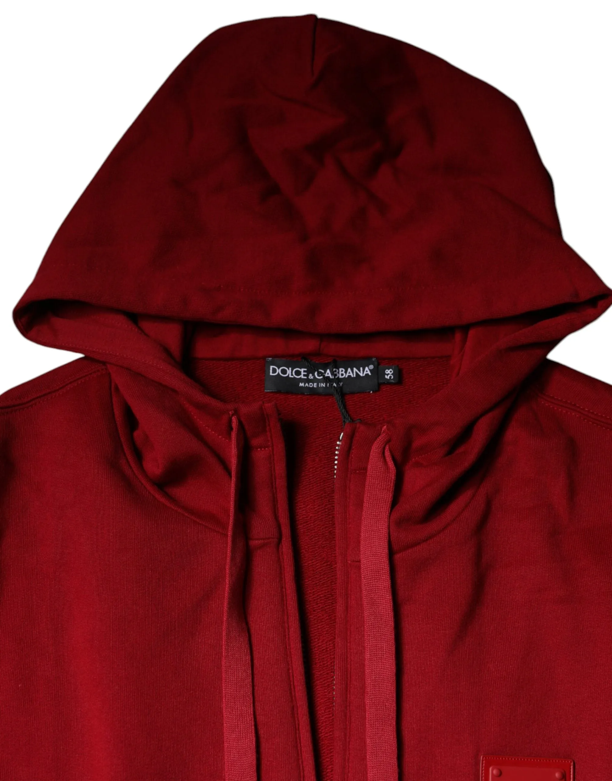 Dolce & Gabbana Red Logo Plaque Hooded Sweatshirt Sweater