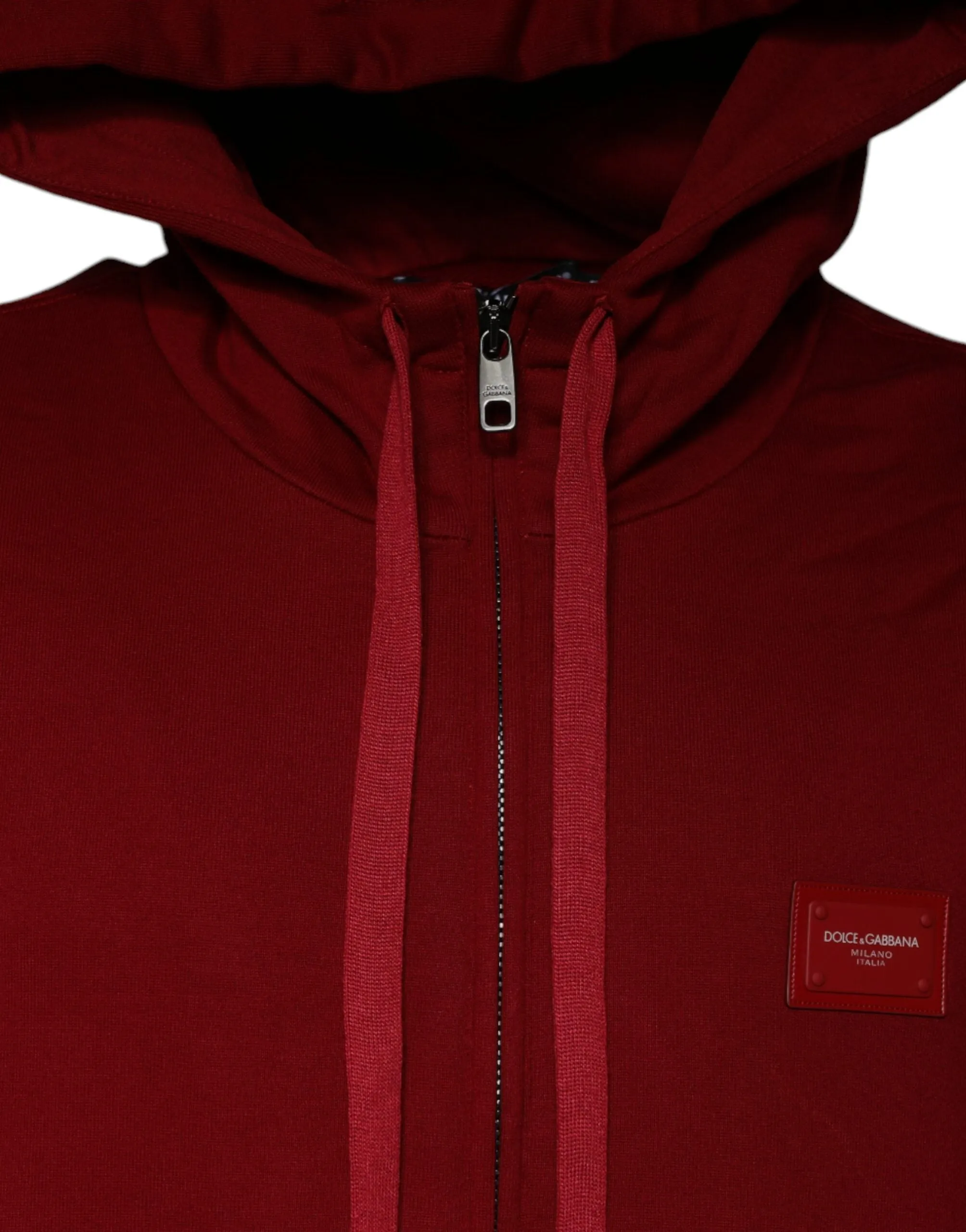 Dolce & Gabbana Red Logo Plaque Hooded Sweatshirt Sweater