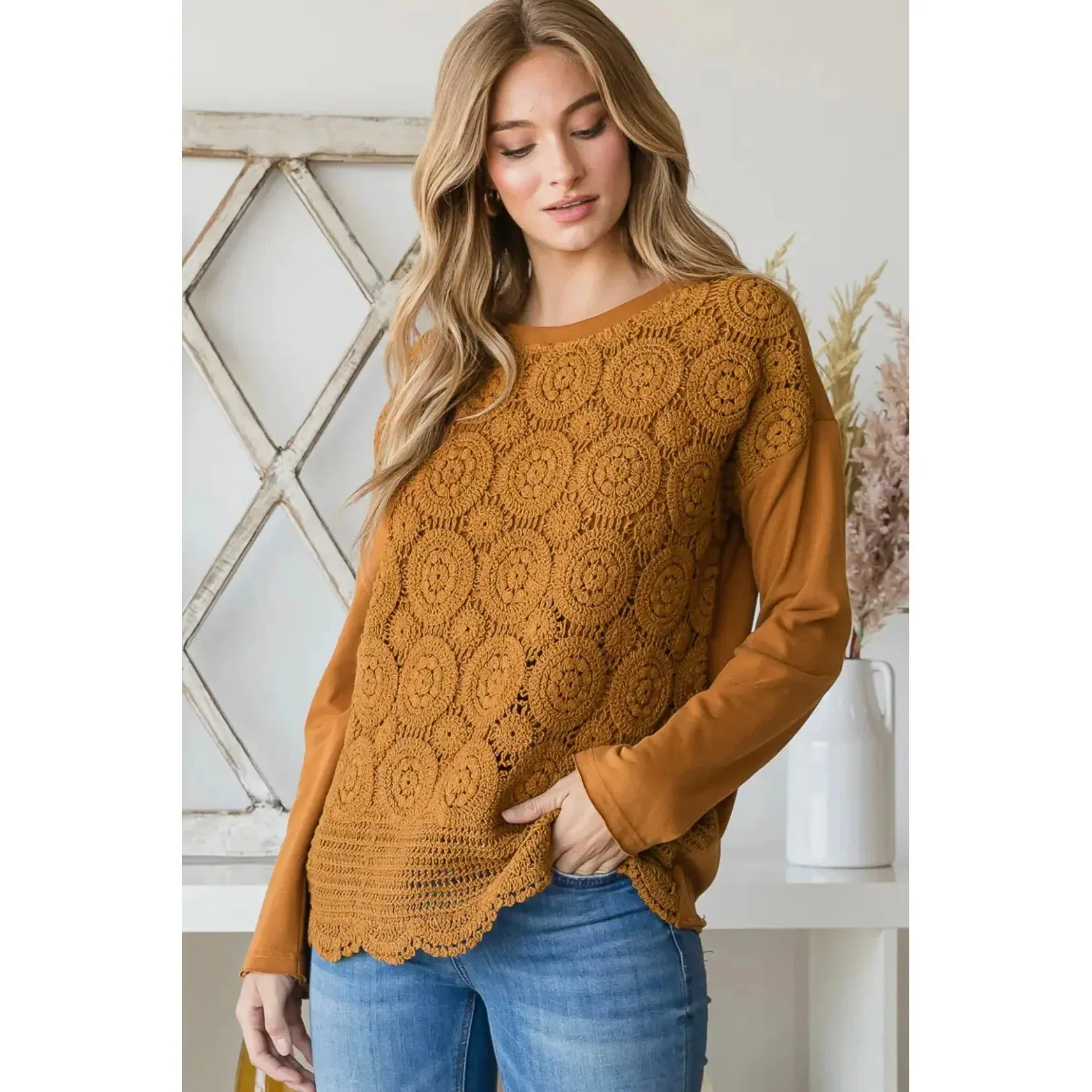 Elly Crochet Top in Cinnamon