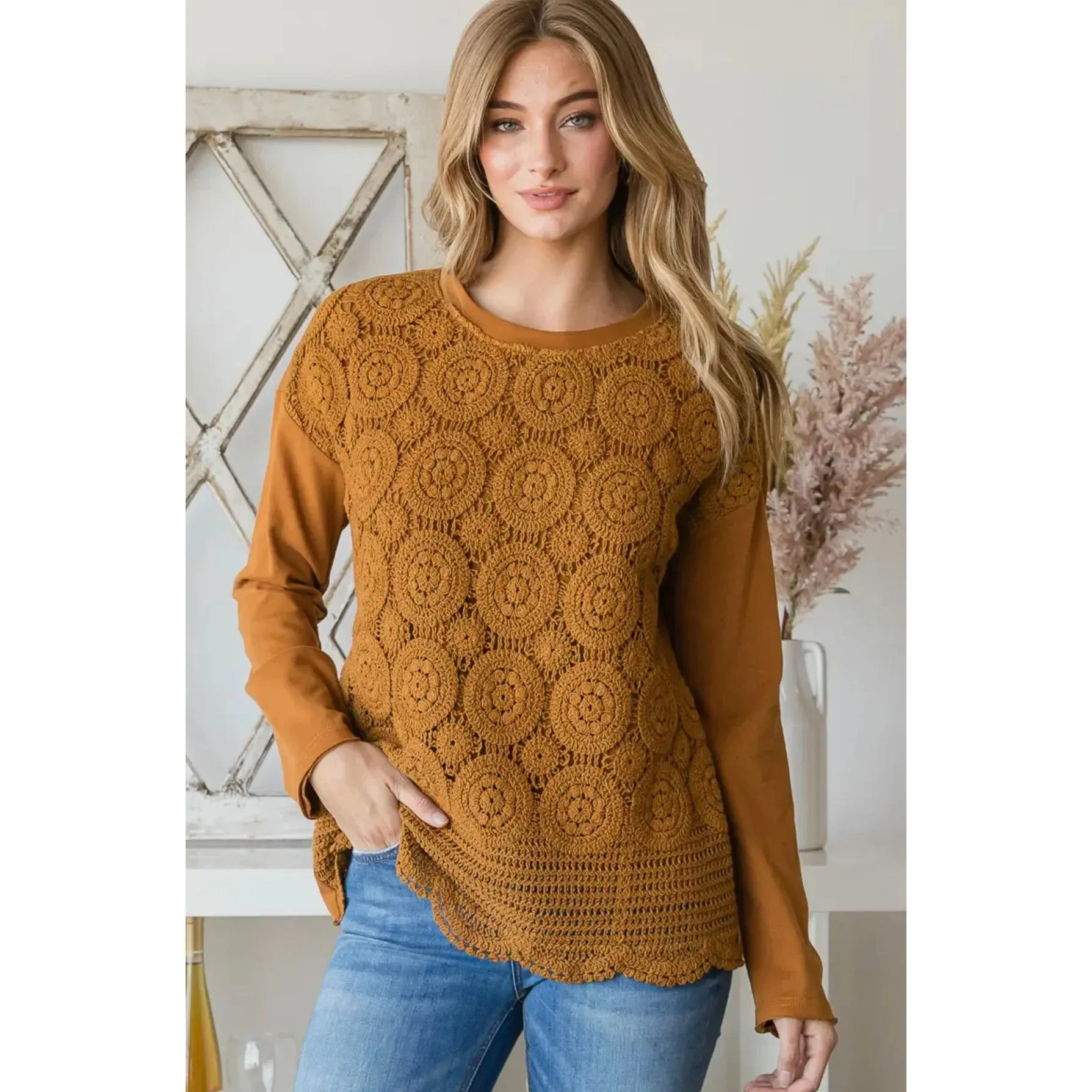 Elly Crochet Top in Cinnamon