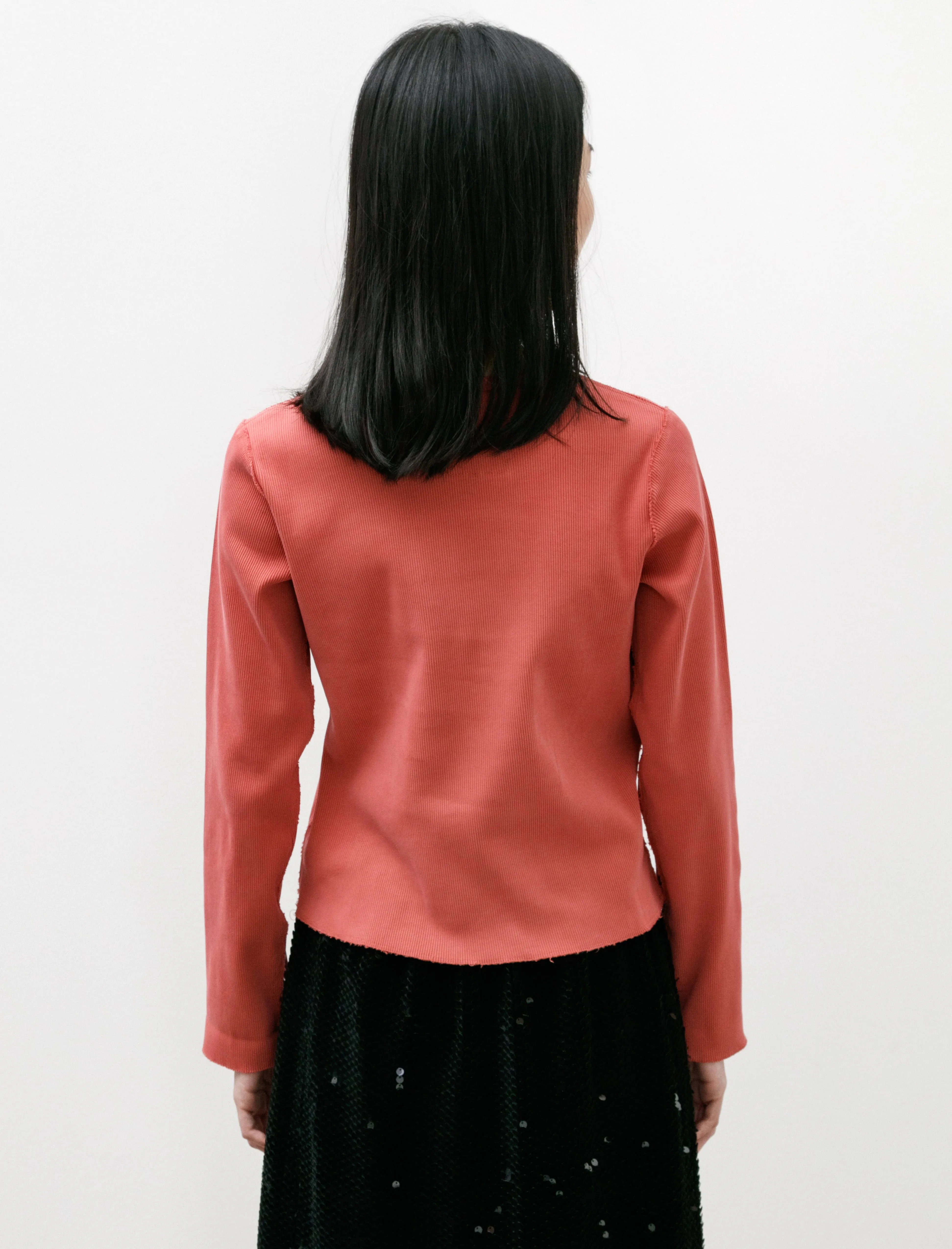 Fitted Rib T-Shirt LS Coral