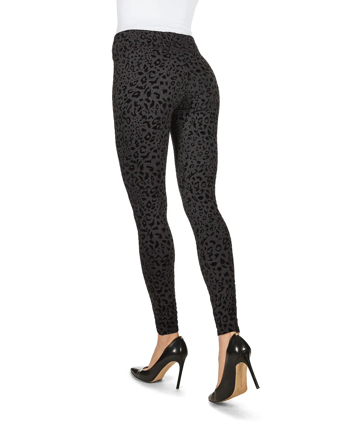 Flocked Monochrome Cheetah Leggings