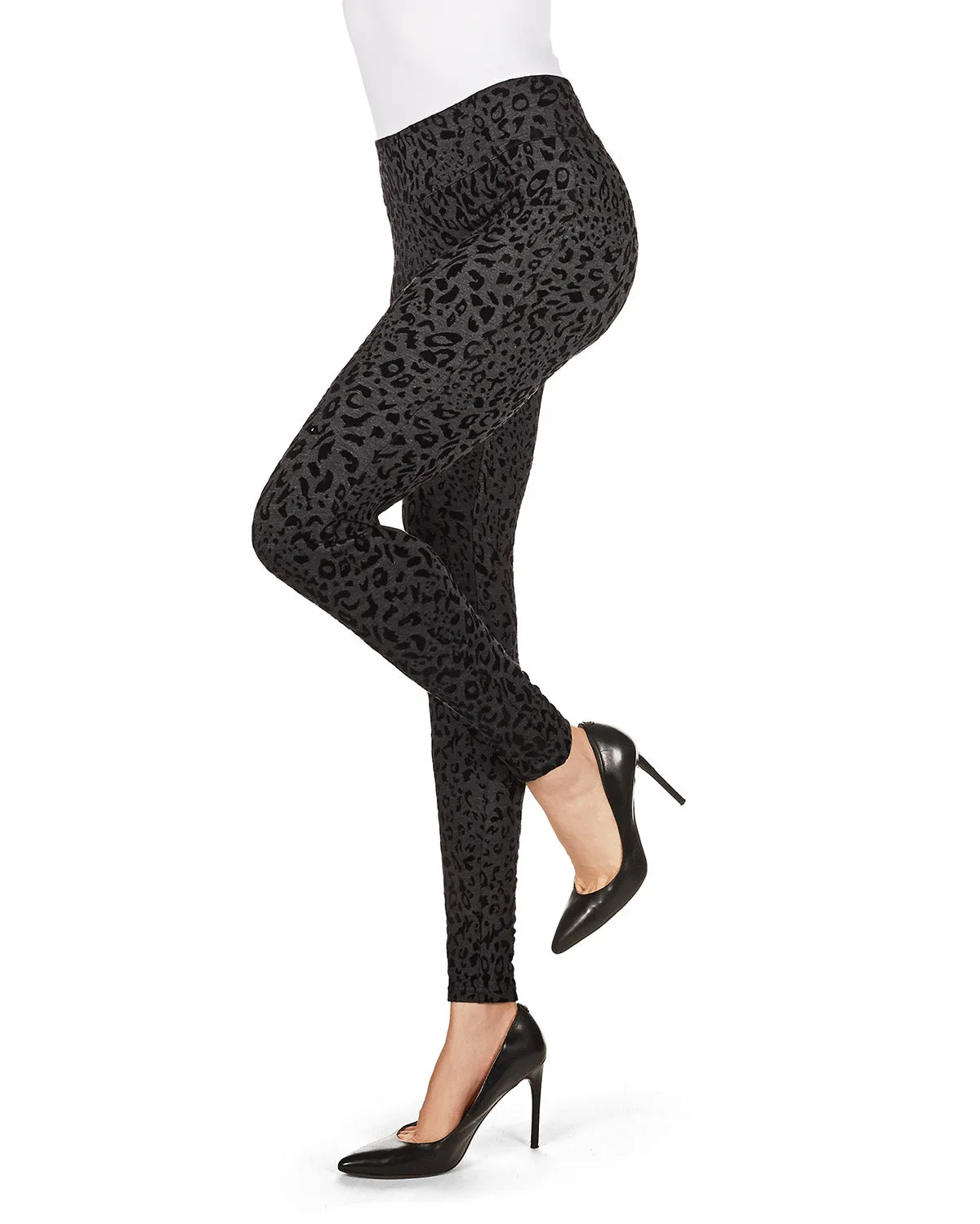 Flocked Monochrome Cheetah Leggings