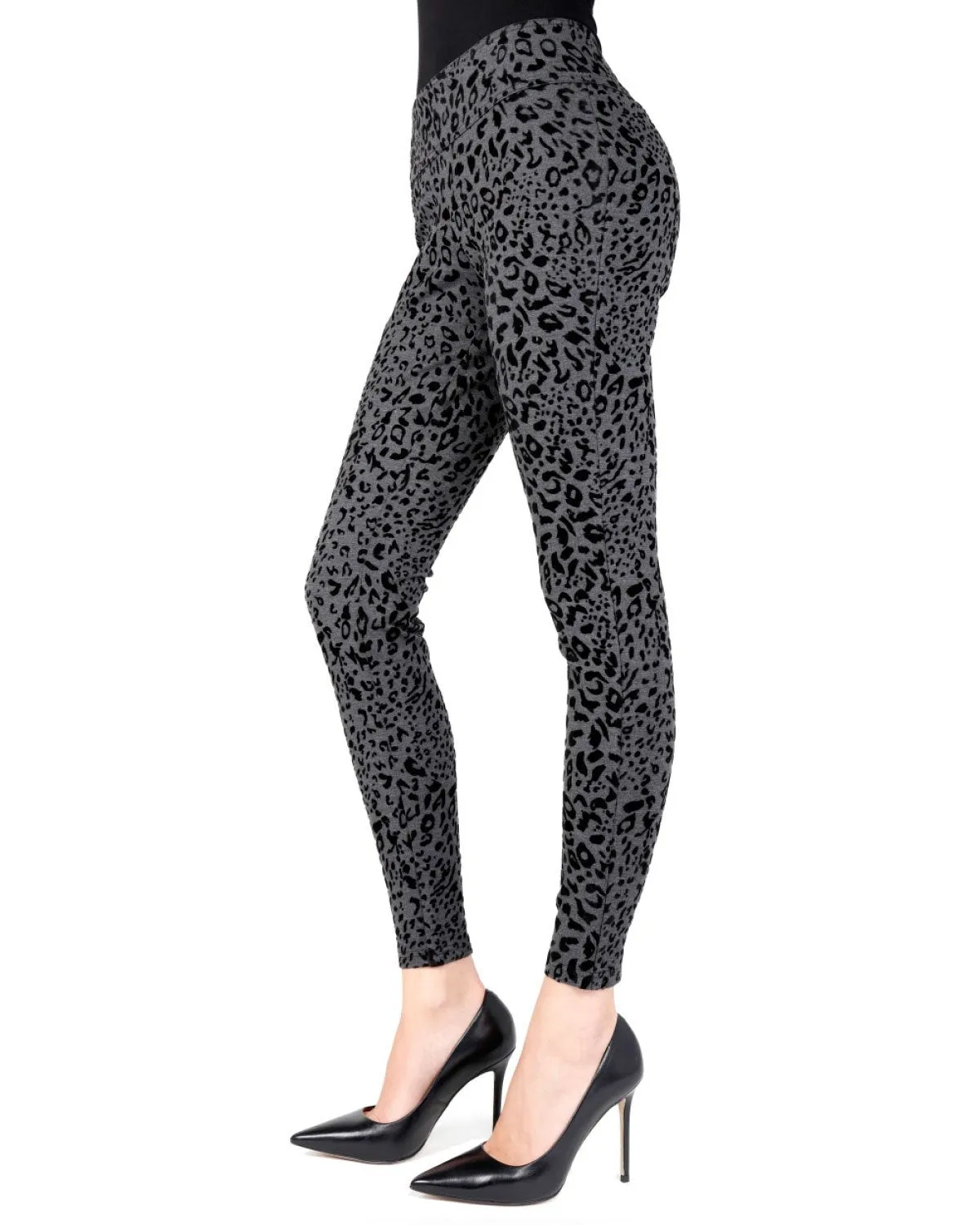 Flocked Monochrome Cheetah Leggings