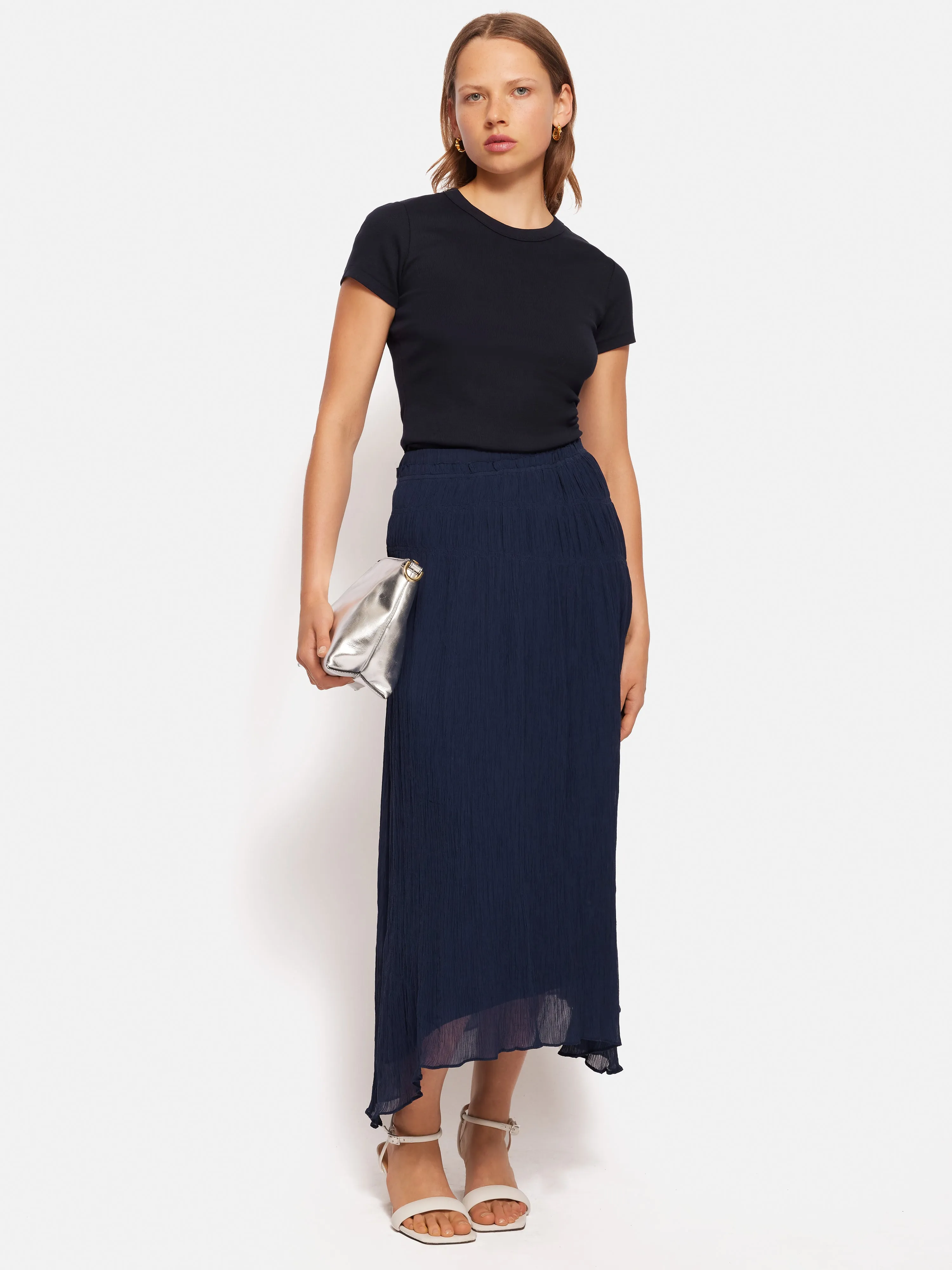 Gauze Viscose Ruched Skirt | Blue