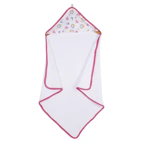 Infant Hooded Towel Wrap - Carnival Print White/Pink