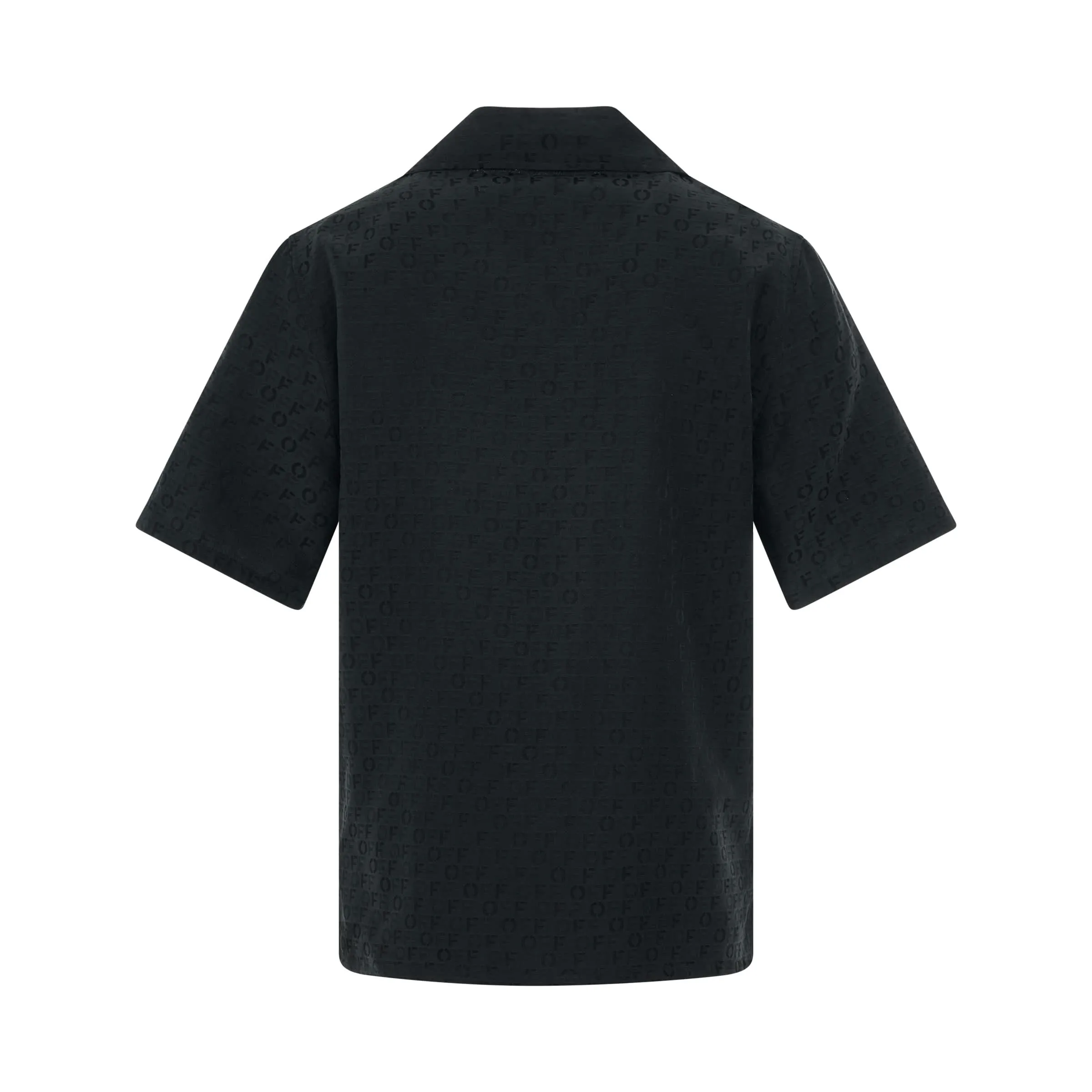 Jacquard Logo Camp Collar Shirt in Black