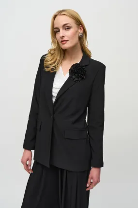 Joseph Ribkoff Black Flower Pin Boxy Blazer Jacket 244239