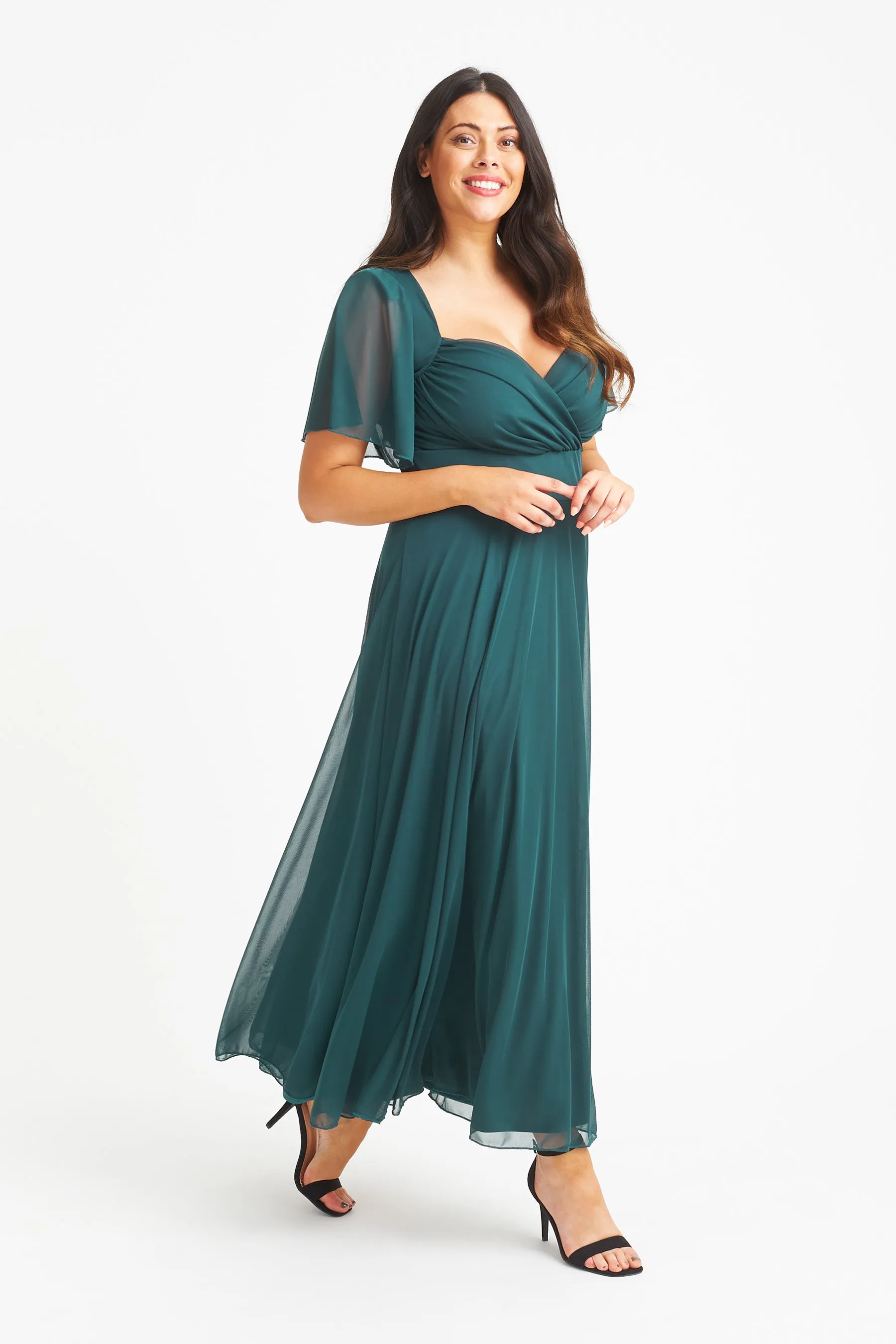 Kemi Dark Green Bolero Wrap Bodice Maxi Gown