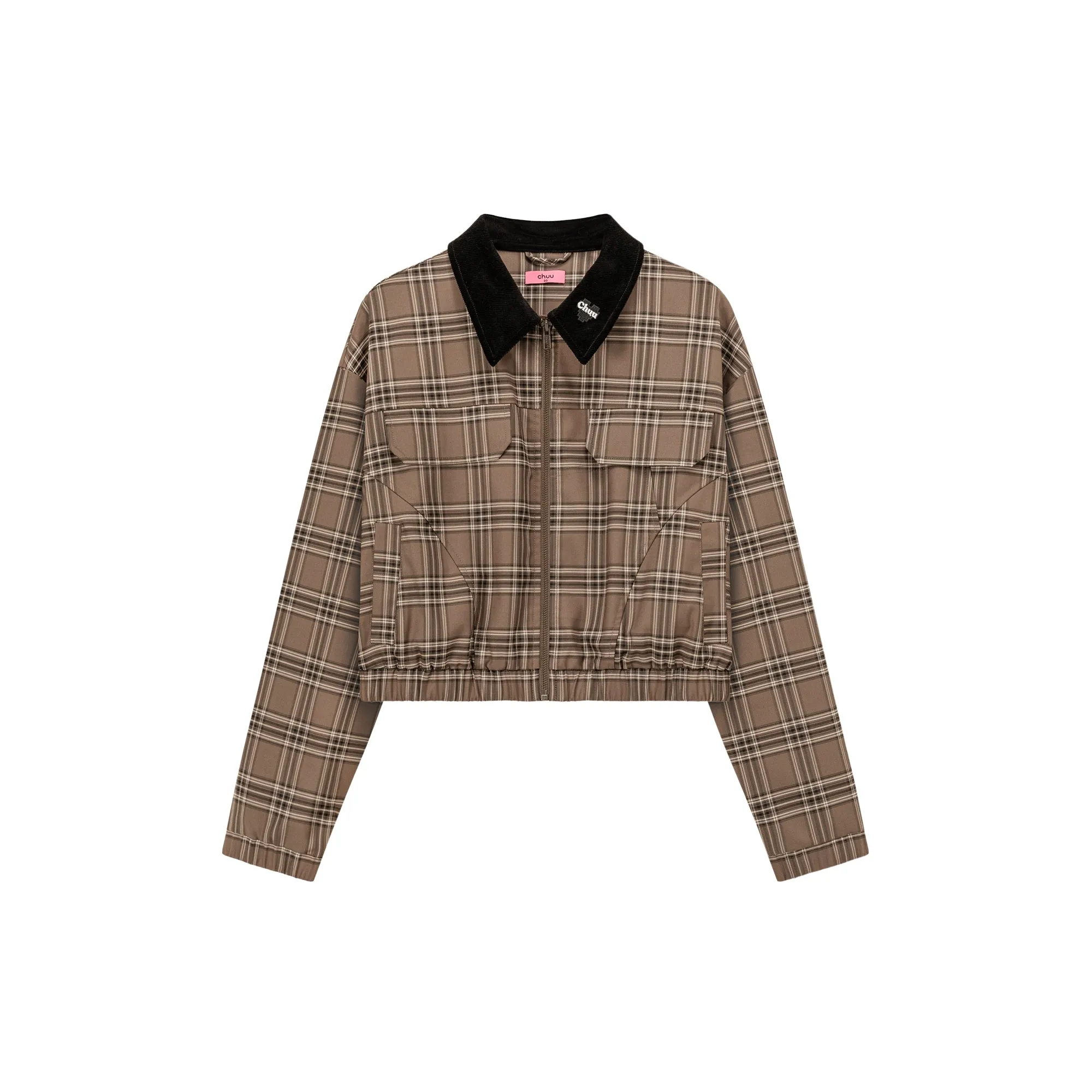 Logo Collar Check Boxy Jacket