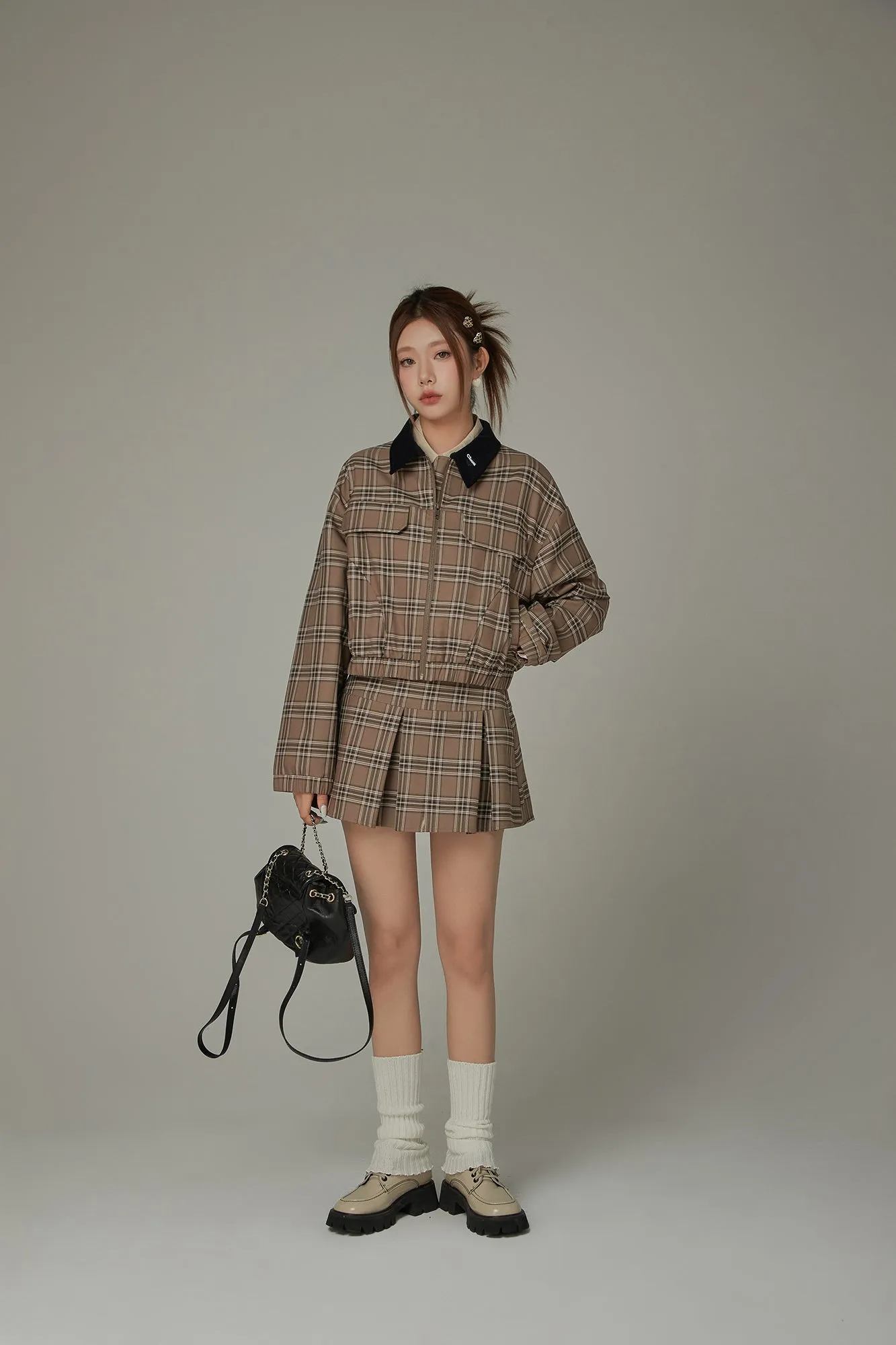 Logo Collar Check Boxy Jacket