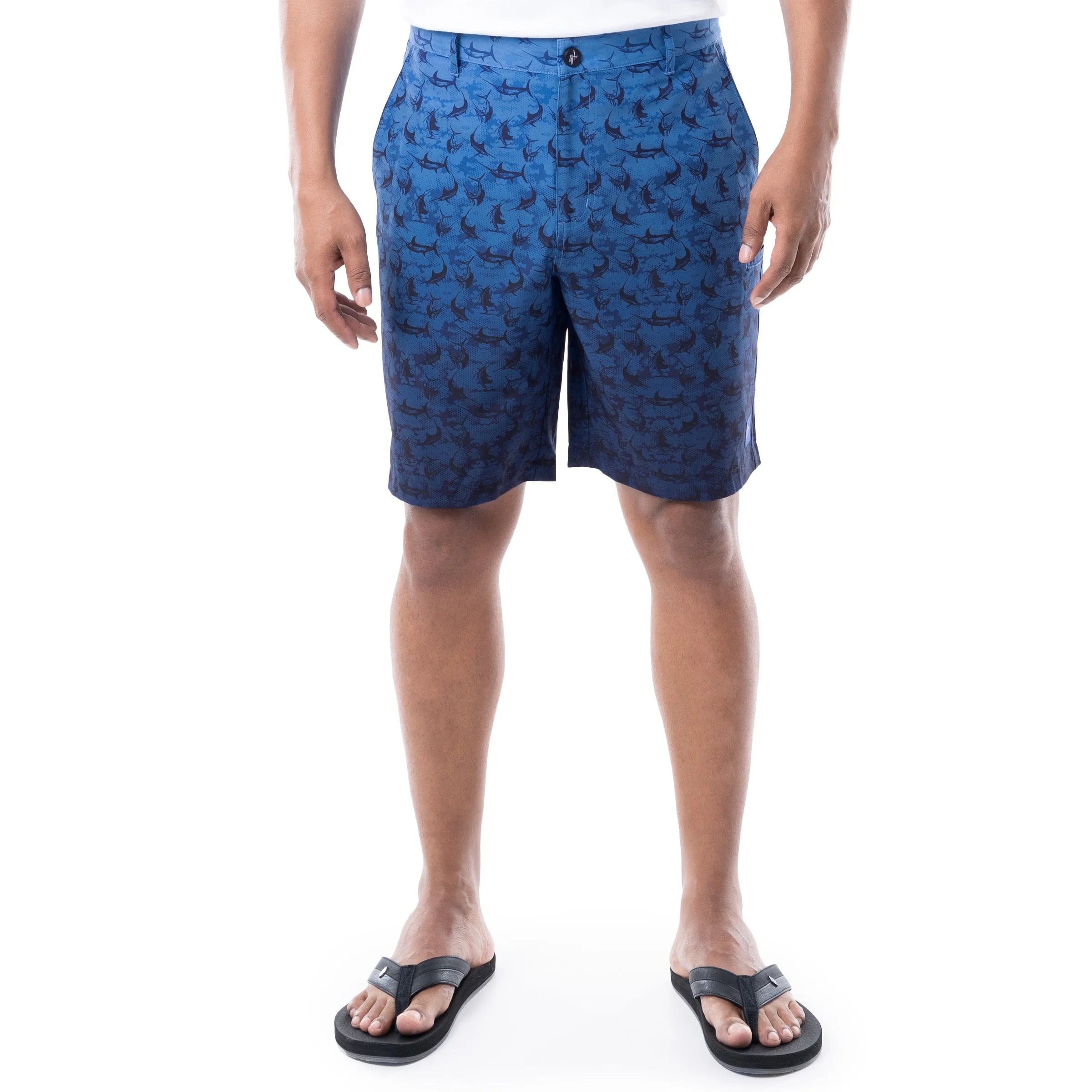 Mens 9" Marlin Seas Printed Hybrid Performance Short