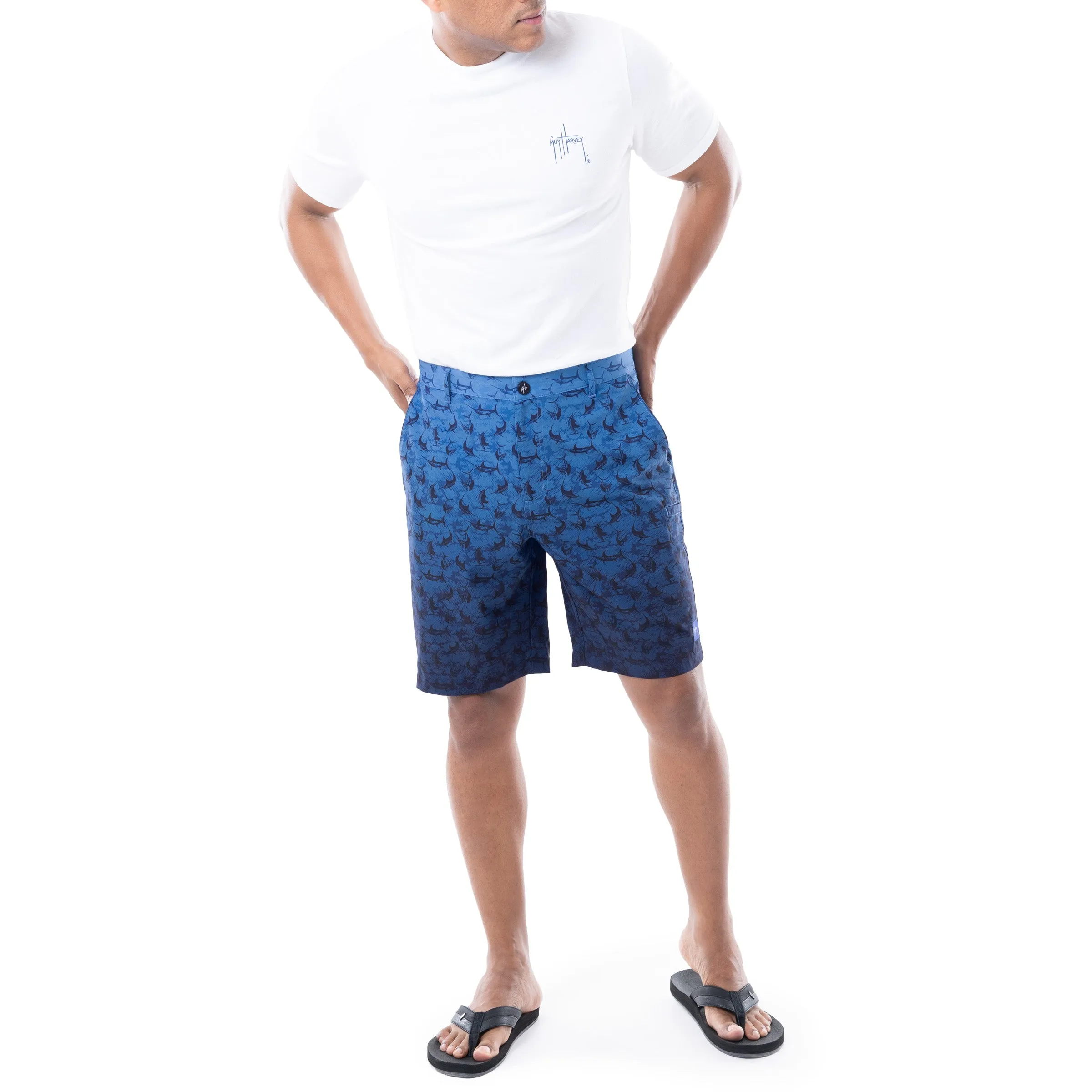 Mens 9" Marlin Seas Printed Hybrid Performance Short