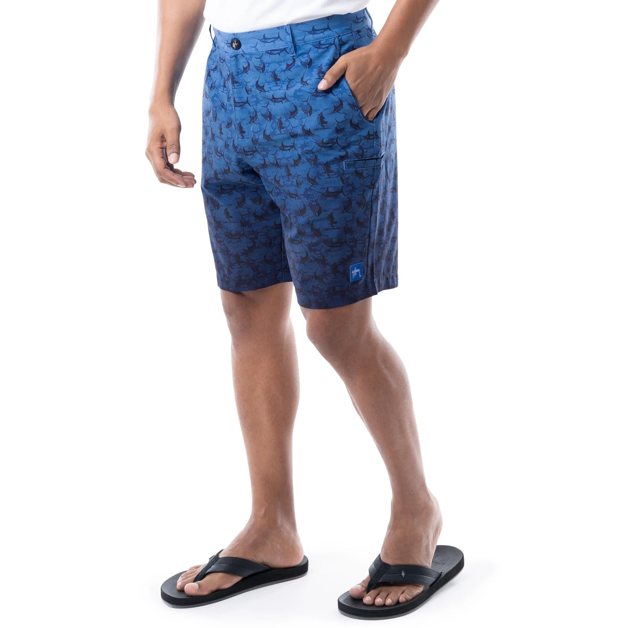 Mens 9" Marlin Seas Printed Hybrid Performance Short