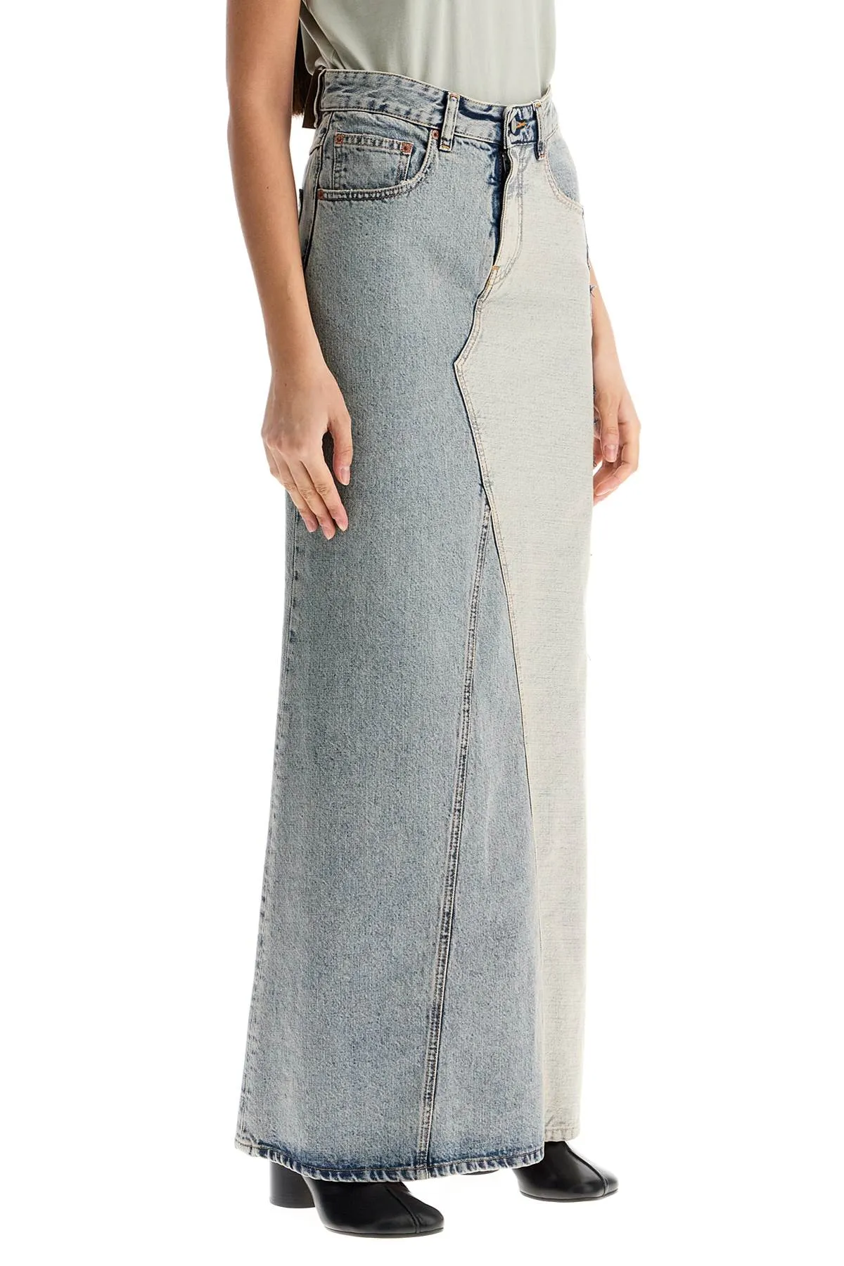 Mm6 Maison Margiela Maxi Denim Skirt In Seven