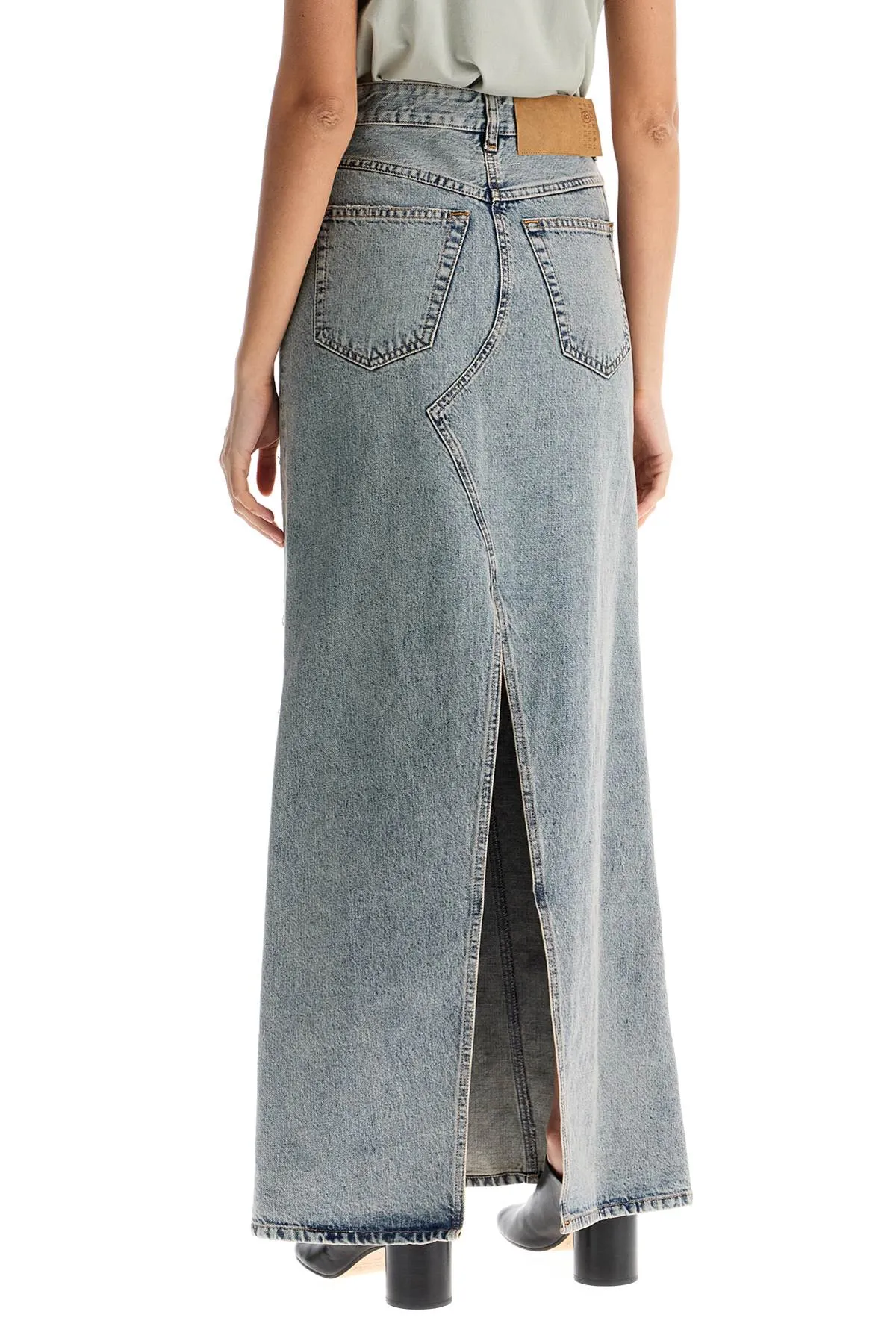 Mm6 Maison Margiela Maxi Denim Skirt In Seven