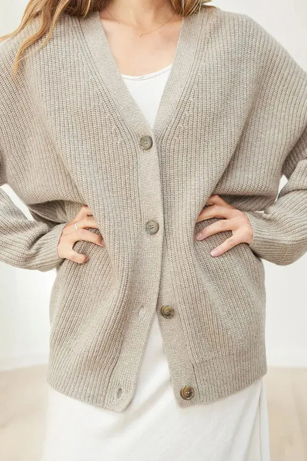 Mountain View Knit Ribbed Button Relaxed Cardigan