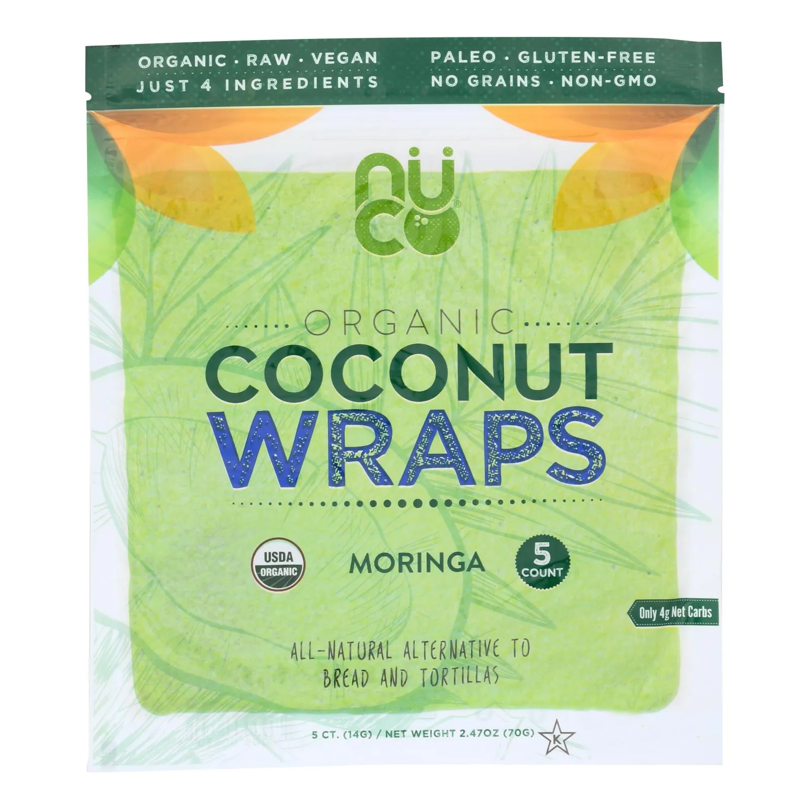 Nuco Organic Coconut Wraps - 2.47 Oz, Case of 12