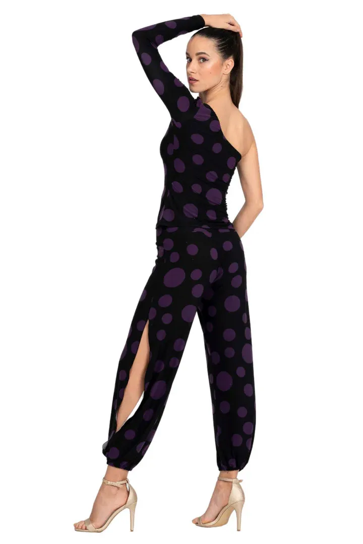 Polka-Dot Print Babucha Tango Pants With Slits