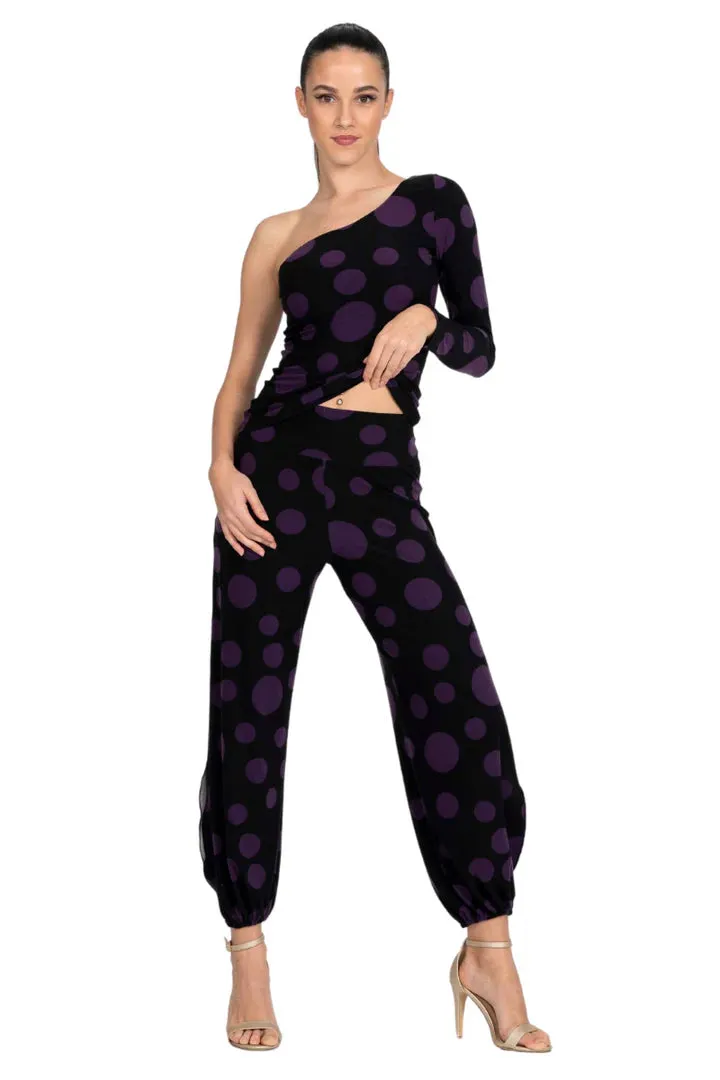 Polka-Dot Print Babucha Tango Pants With Slits