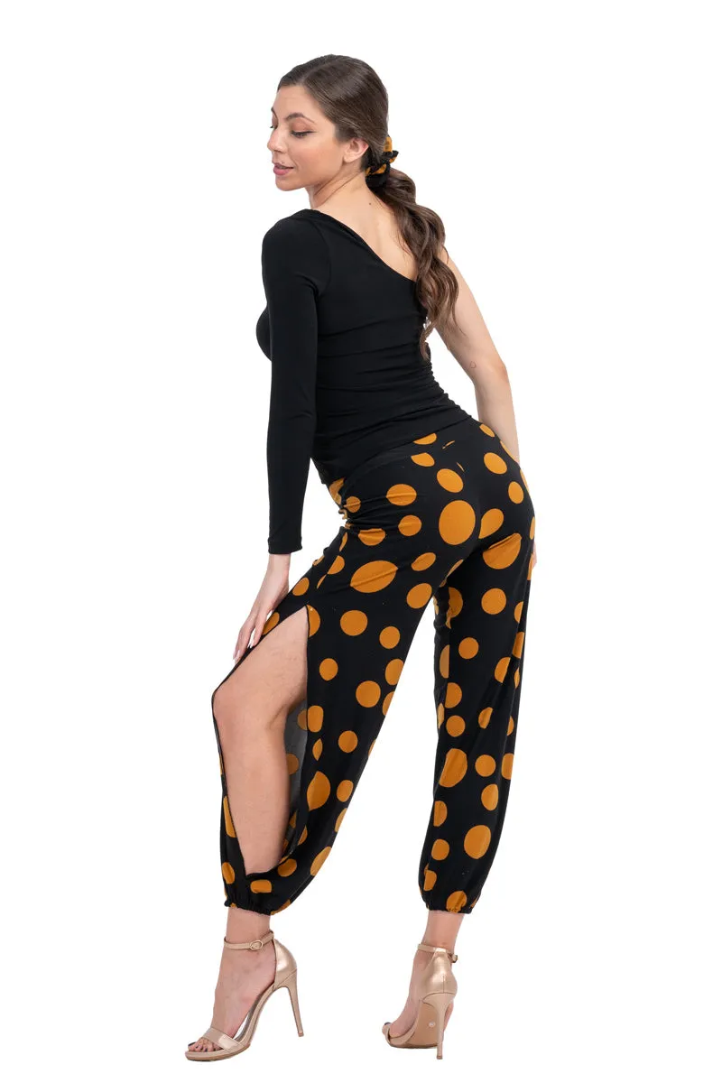 Polka-Dot Print Babucha Tango Pants With Slits