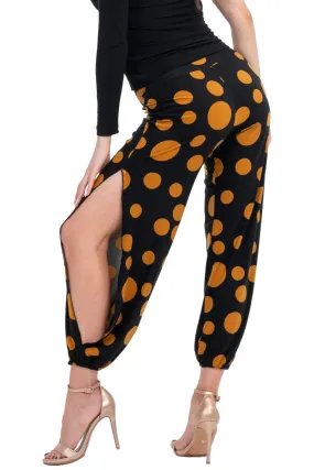 Polka-Dot Print Babucha Tango Pants With Slits