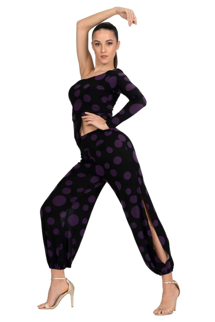 Polka-Dot Print Babucha Tango Pants With Slits