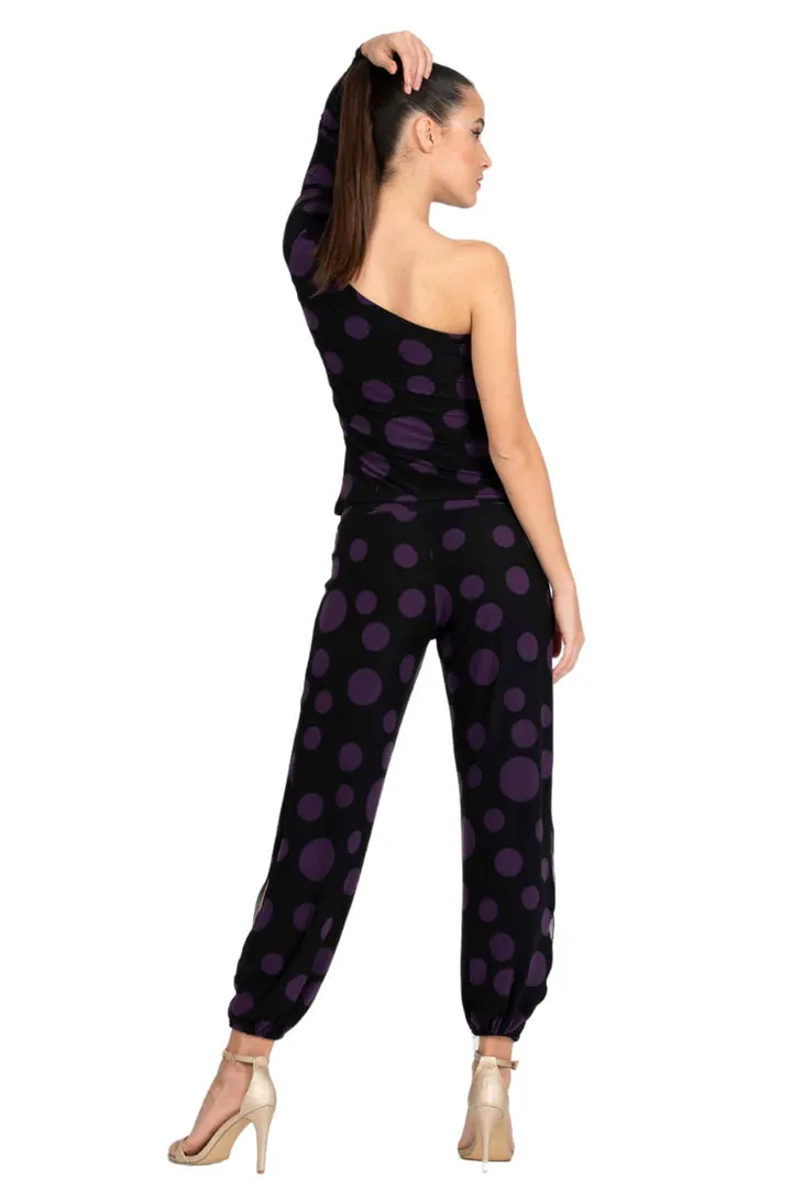 Polka-Dot Print Babucha Tango Pants With Slits