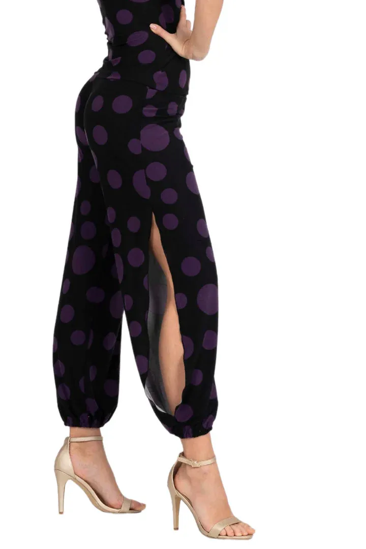 Polka-Dot Print Babucha Tango Pants With Slits