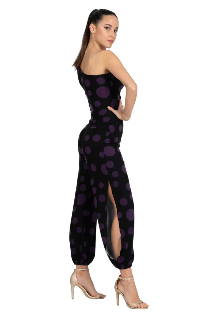 Polka-Dot Print Babucha Tango Pants With Slits