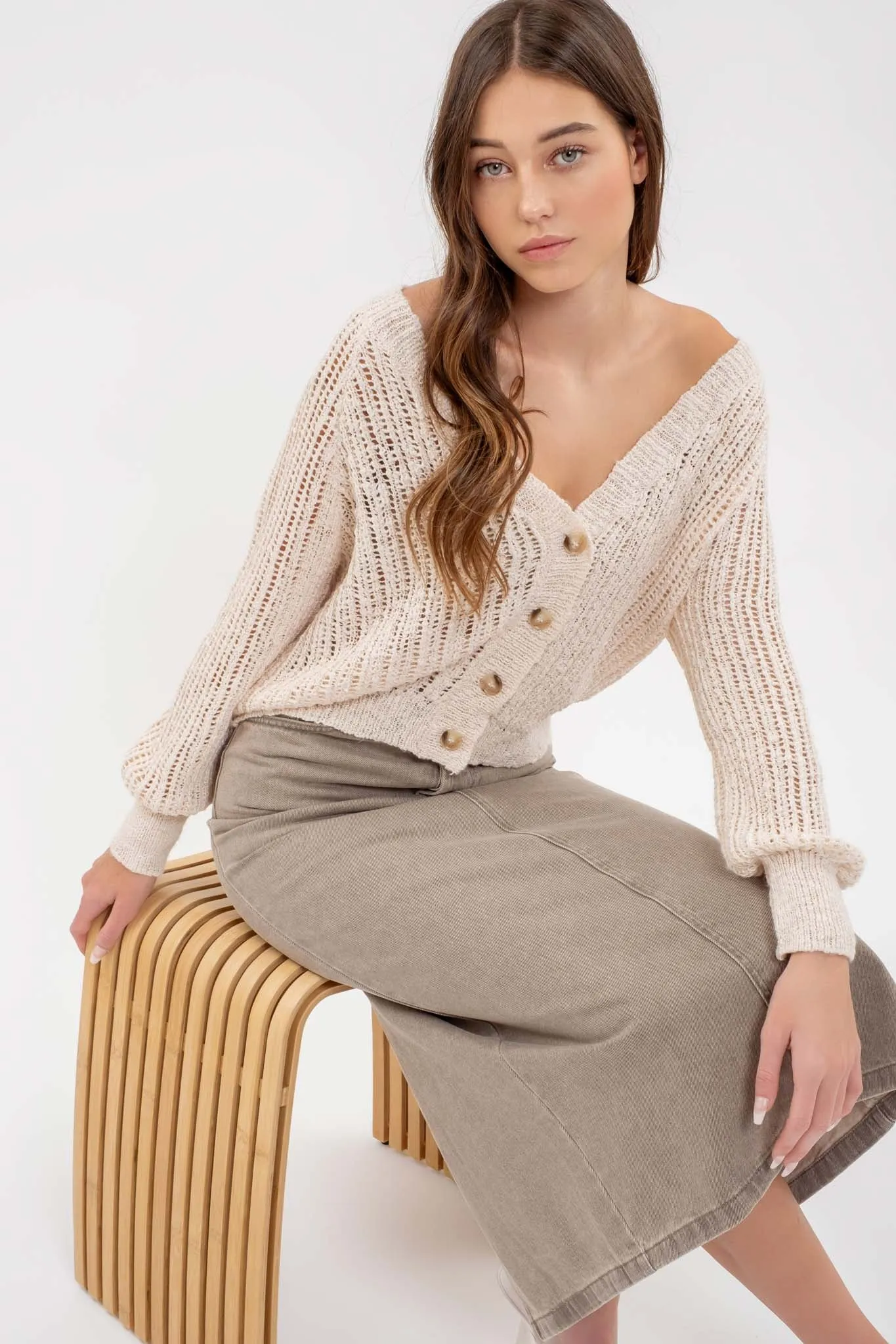 RELAXED BUTTON DOWN KNIT CARDIGAN