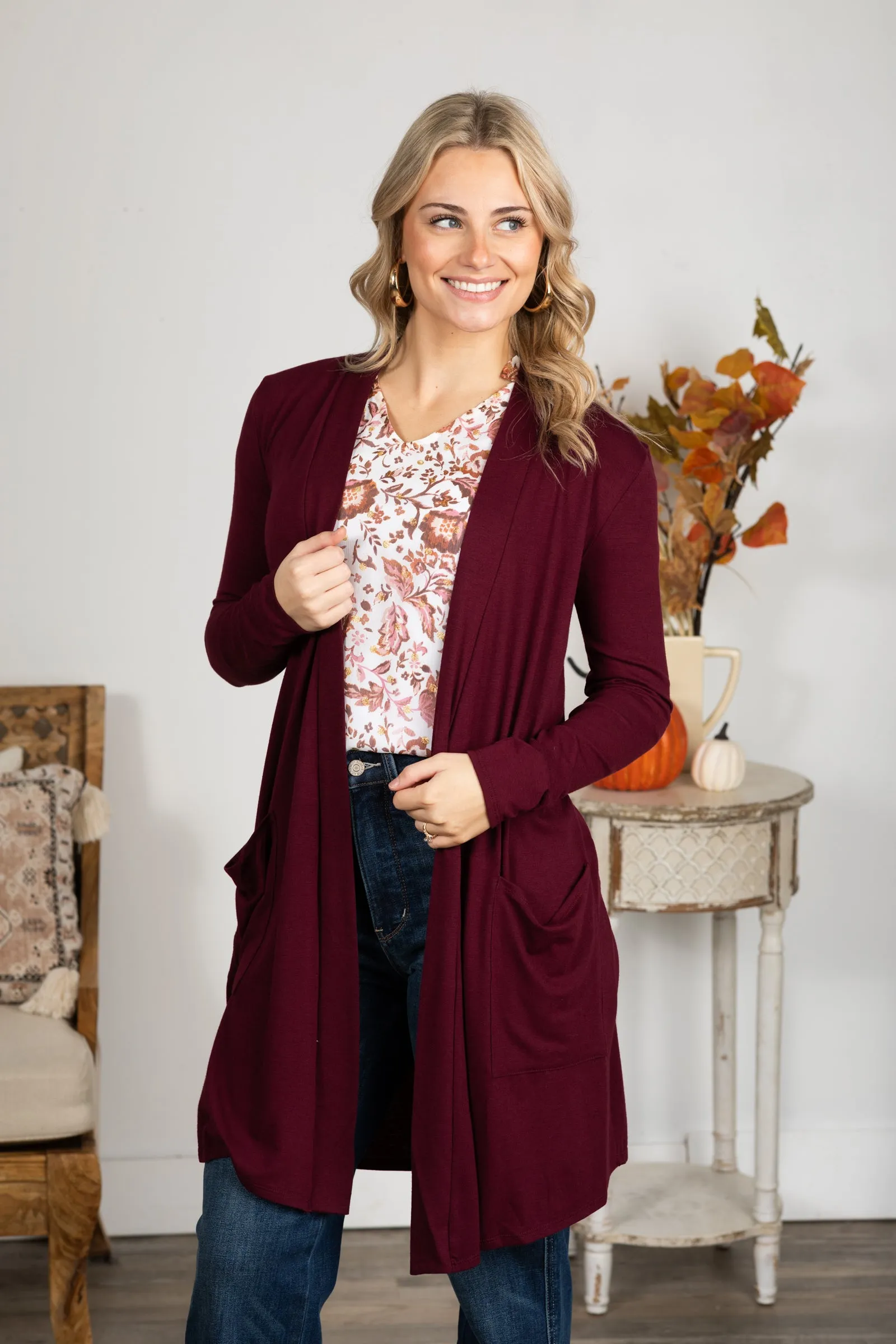 Relaxed Pocket Open Cardigans