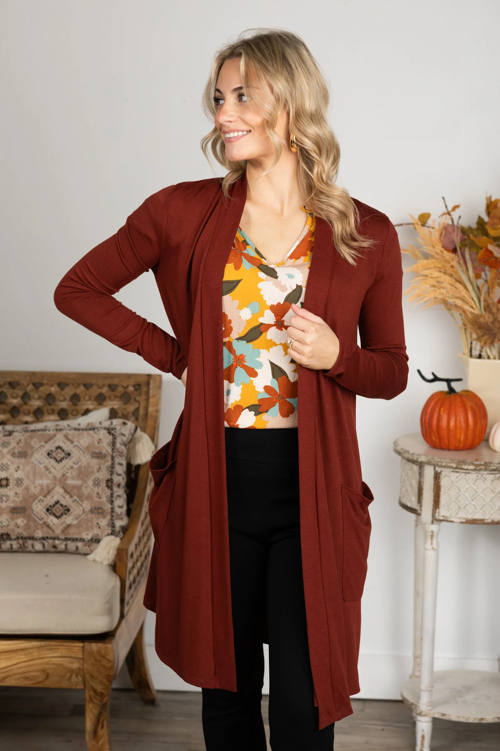 Relaxed Pocket Open Cardigans